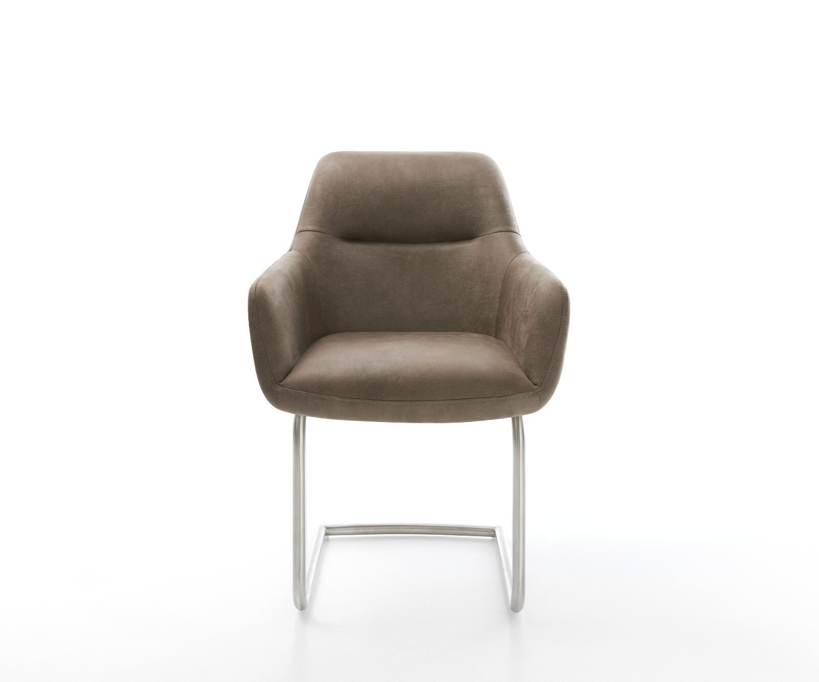 Cantilever Pejo-Flex microvelours taupe vintage pied cantilever rond acier inoxydable brossé ressorts ensachés 2