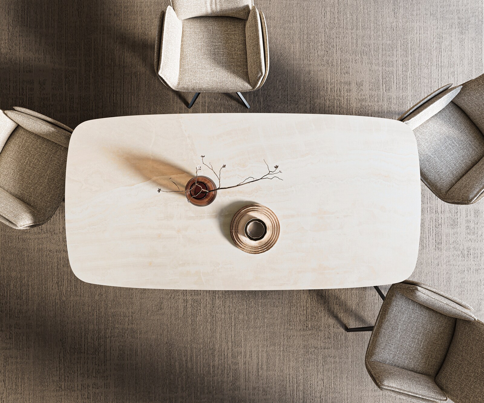 Esstisch Edge Boot 200x100 cm Keramik Onyx Champagne Metall Schräg Schwarz 5