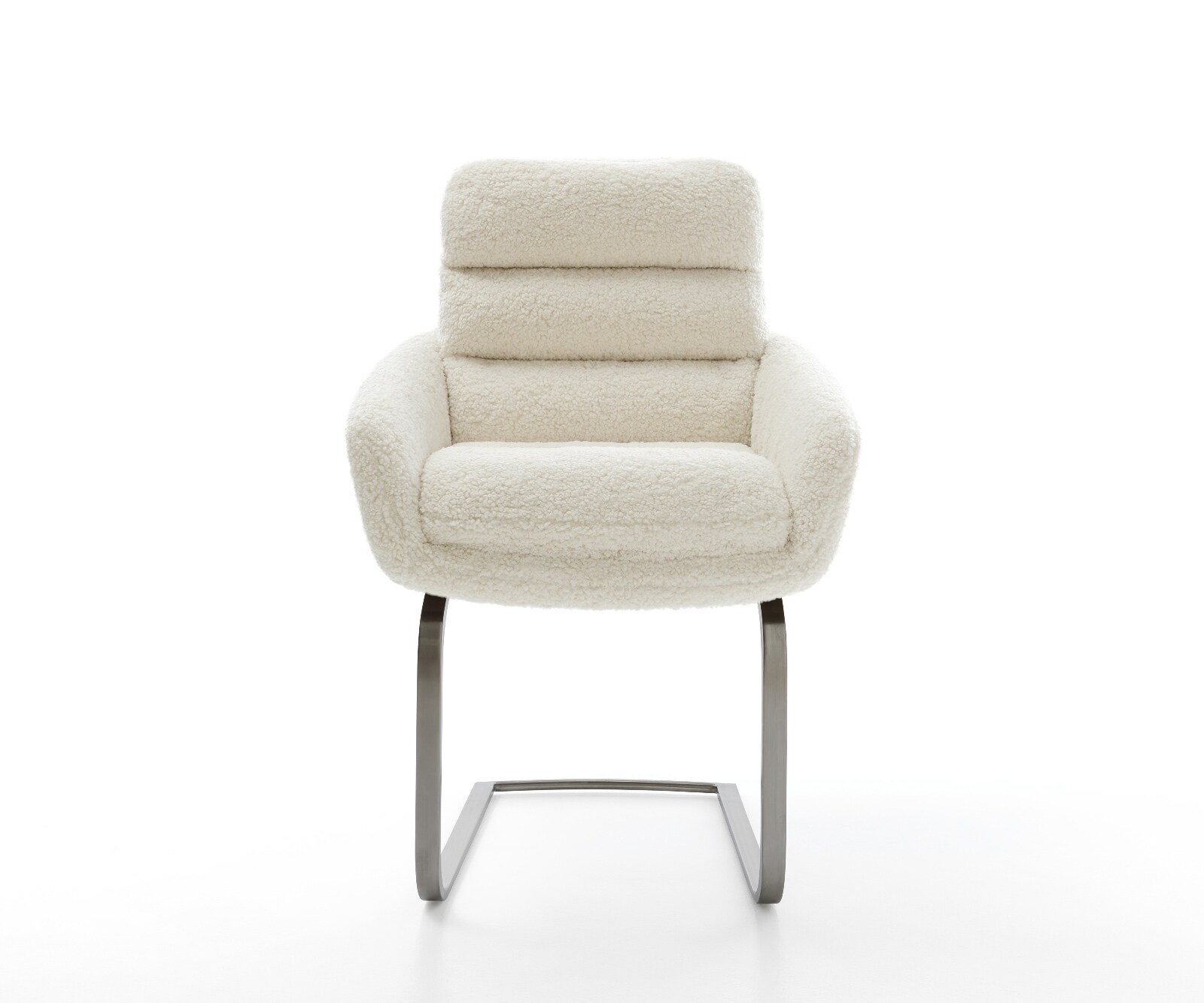 Cantilever Abelia-Flex avec accoudoirs tissu teddy beige pied cantilever plat grafiete 1