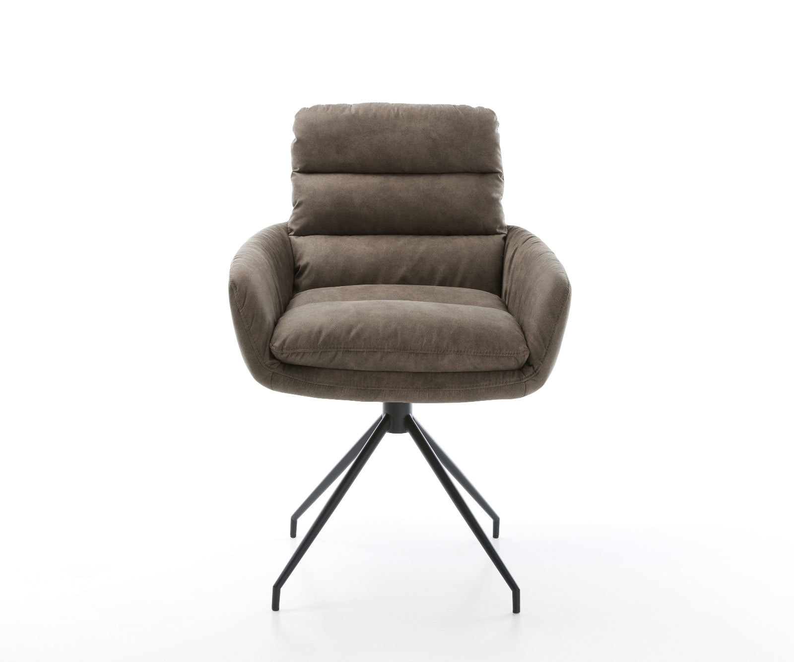 Esszimmerstuhl Abelia-Flex mit Armlehnen Mikrofaser Taupe Vintage Kreuzgestell konisch Schwarz 2 Esszimmerstuhl Abelia-Flex mit Armlehnen Mikrofaser Taupe Vintage Kreuzgestell konisch Schwarz 2