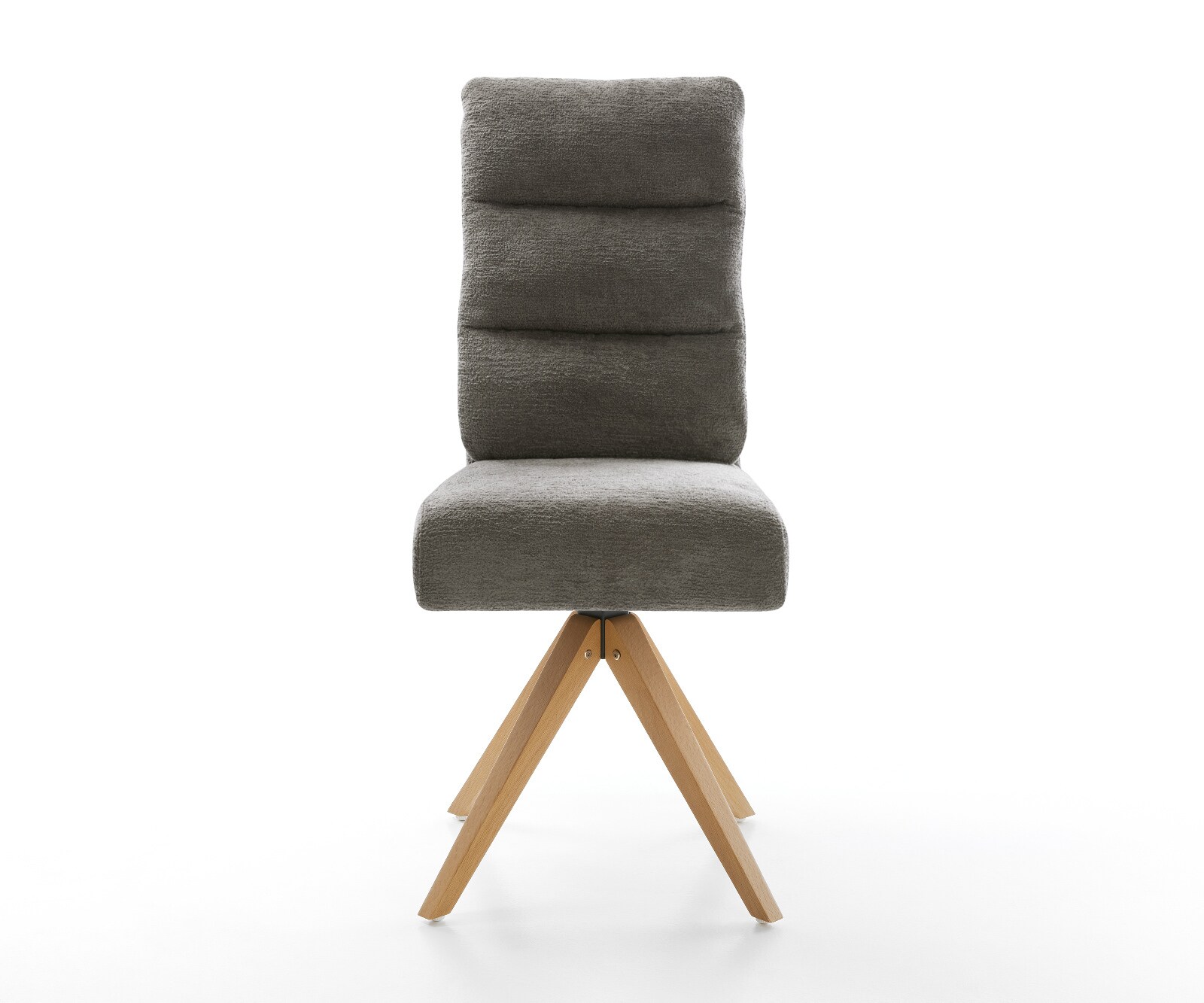 Drehstuhl Pela-Flex Bouclé Soft Schlamm Holzgestell kantig Natur 360° drehbar Taschenfederkern 1