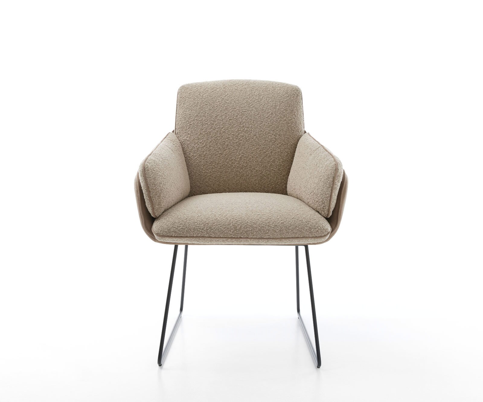 Esszimmerstuhl Luan-Flex mit Armlehnen Materialmix Schlamm Kufengestell Schwarz 1 Esszimmerstuhl Luan-Flex mit Armlehnen Materialmix Schlamm Kufengestell Schwarz 1