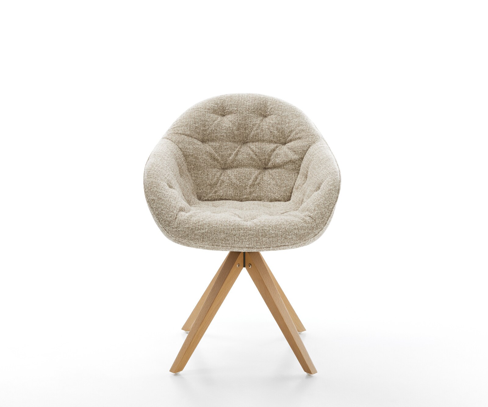 Chaise-pivotante Gaio-Flex tissu tissé doux beige pied en bois angulaire naturel pivotement sur 180° 2