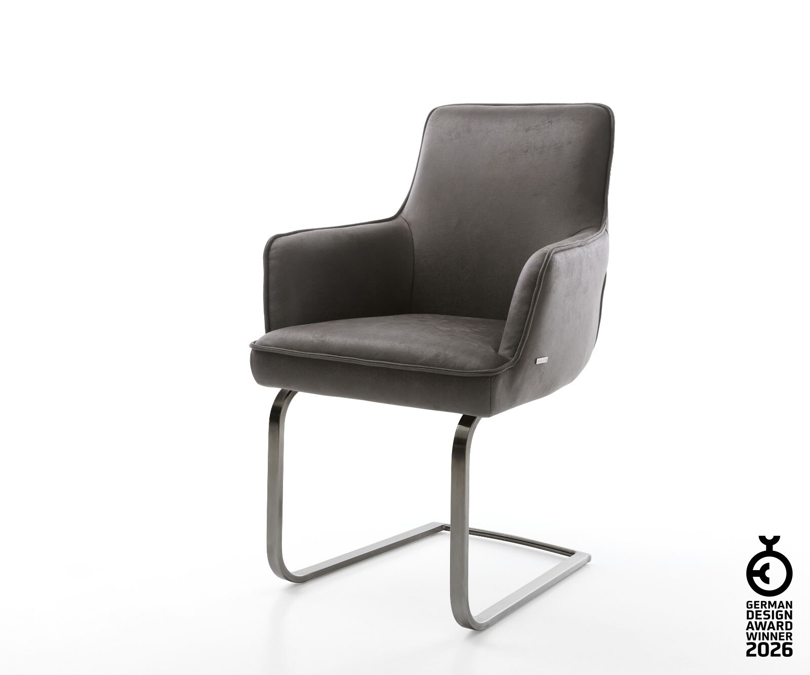 Freischwinger Heira-Flex mit Armlehnen Mikrofaser Anthrazit Vintage Freischwinger flach Graphit Taschenfederkern