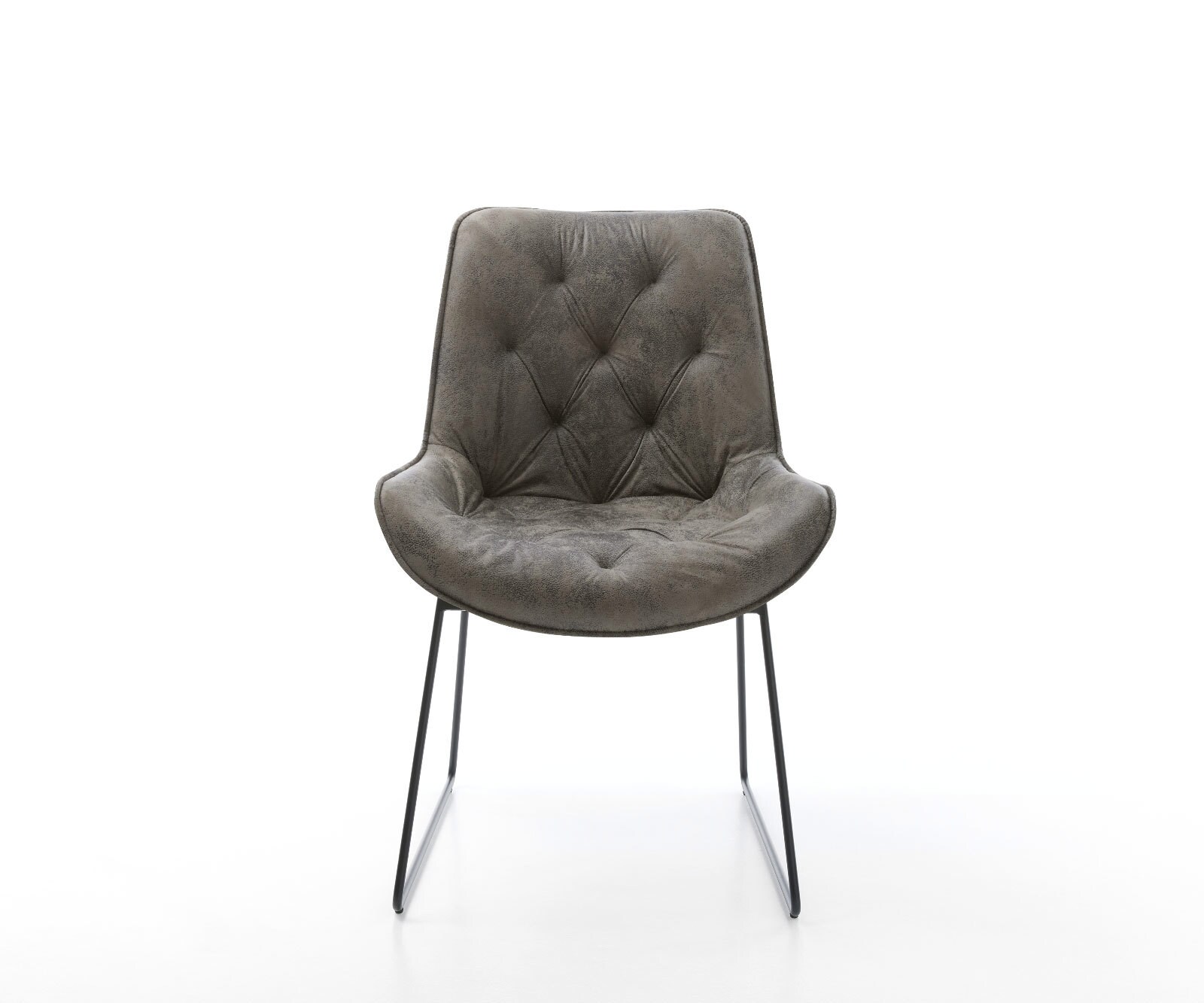 Chaise-de-salle-à-manger Taimi-Flex microvelours gris antique pied trapèze noir 1