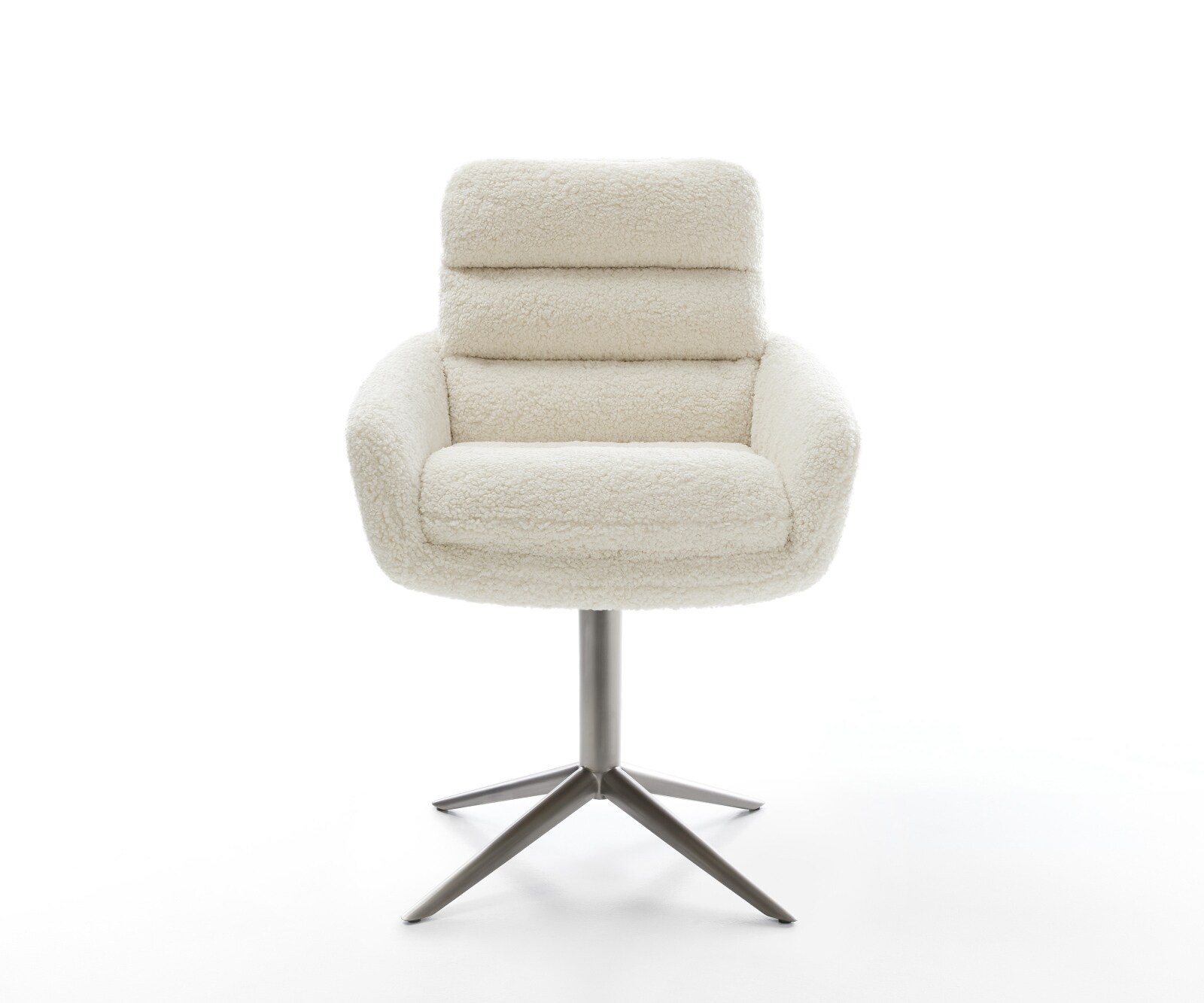Chaise-pivotante Abelia-Flex avec accoudoirs tissu teddy beige pied de chaise 4 branches grafiete pivotement sur 360° fonction bascule 1