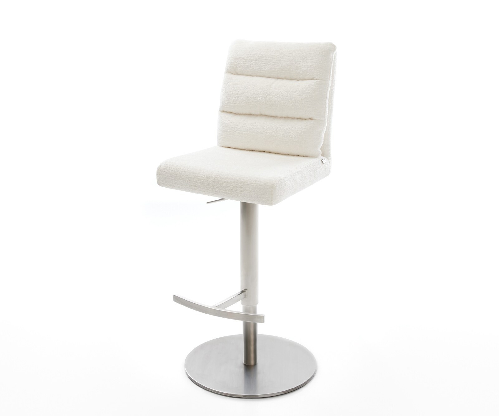 Barstuhl Pela-Flex Bouclé Soft Beige Drehfuß höhenverstellbar Edelstahl Silberfarben 1