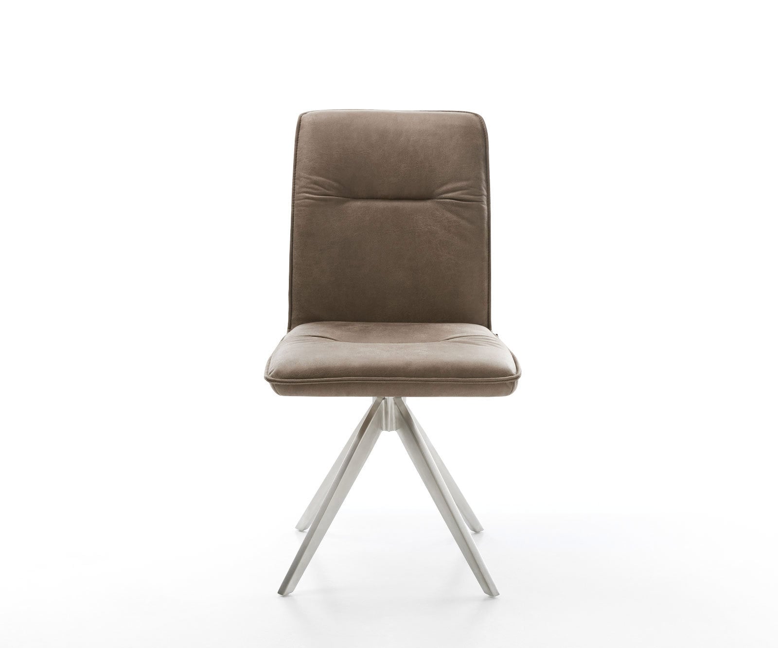 Esszimmerstuhl Vinjo-Flex Mikrofaser Taupe Vintage Kreuzgestell kantig Edelstahl 2