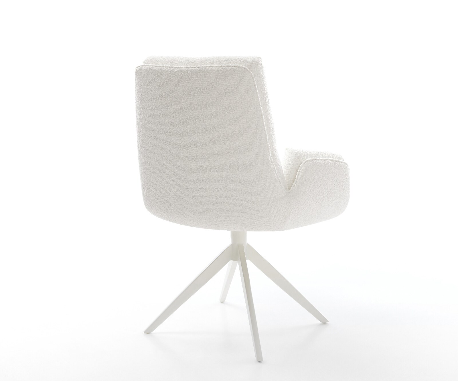 Drehstuhl Clea-Flex Bouclé Creme-Weiß Kreuzgestell breit Weiß 360° drehbar Wippfunktion 5