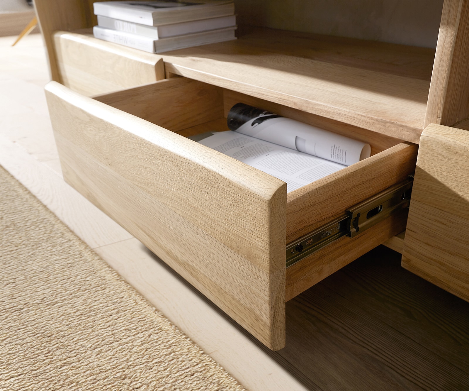 Lowboard Live-Edge 230 cm Eiche Natur 4 Schübe Massiv Baumkante 5 Lowboard Live-Edge 230 cm Eiche Natur 4 Schübe Massiv Baumkante 5