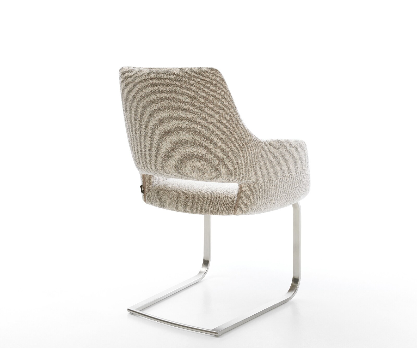Cantilever Yago-Flex avec accoudoirs tissu tissé doux beige pied cantilever plat acier inoxydable resorts ensachés 4
