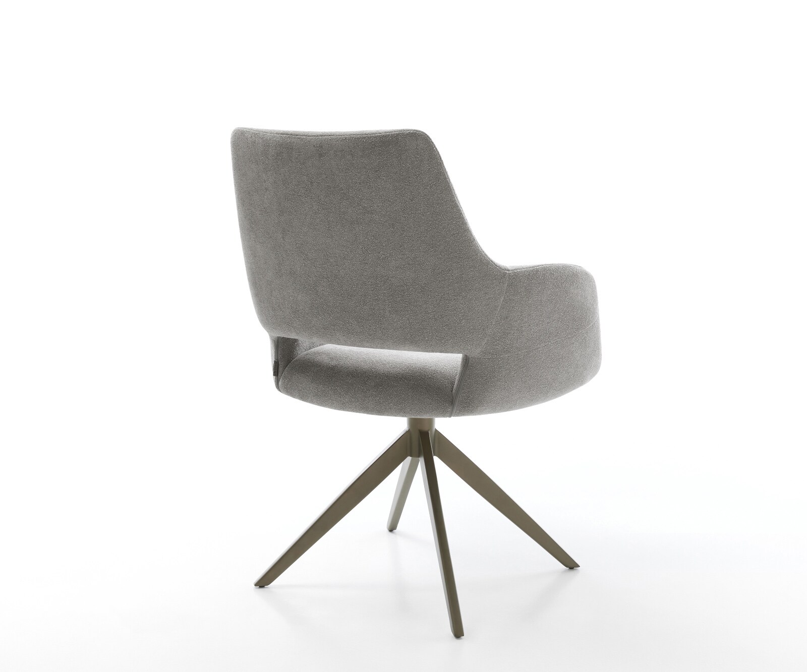 Chaise-pivotante Yago-Flex avec accoudoirs tissu structuré doux gris pied croisé large aspect titane pivotement sur 360° fonction bascule resorts ensachés 4