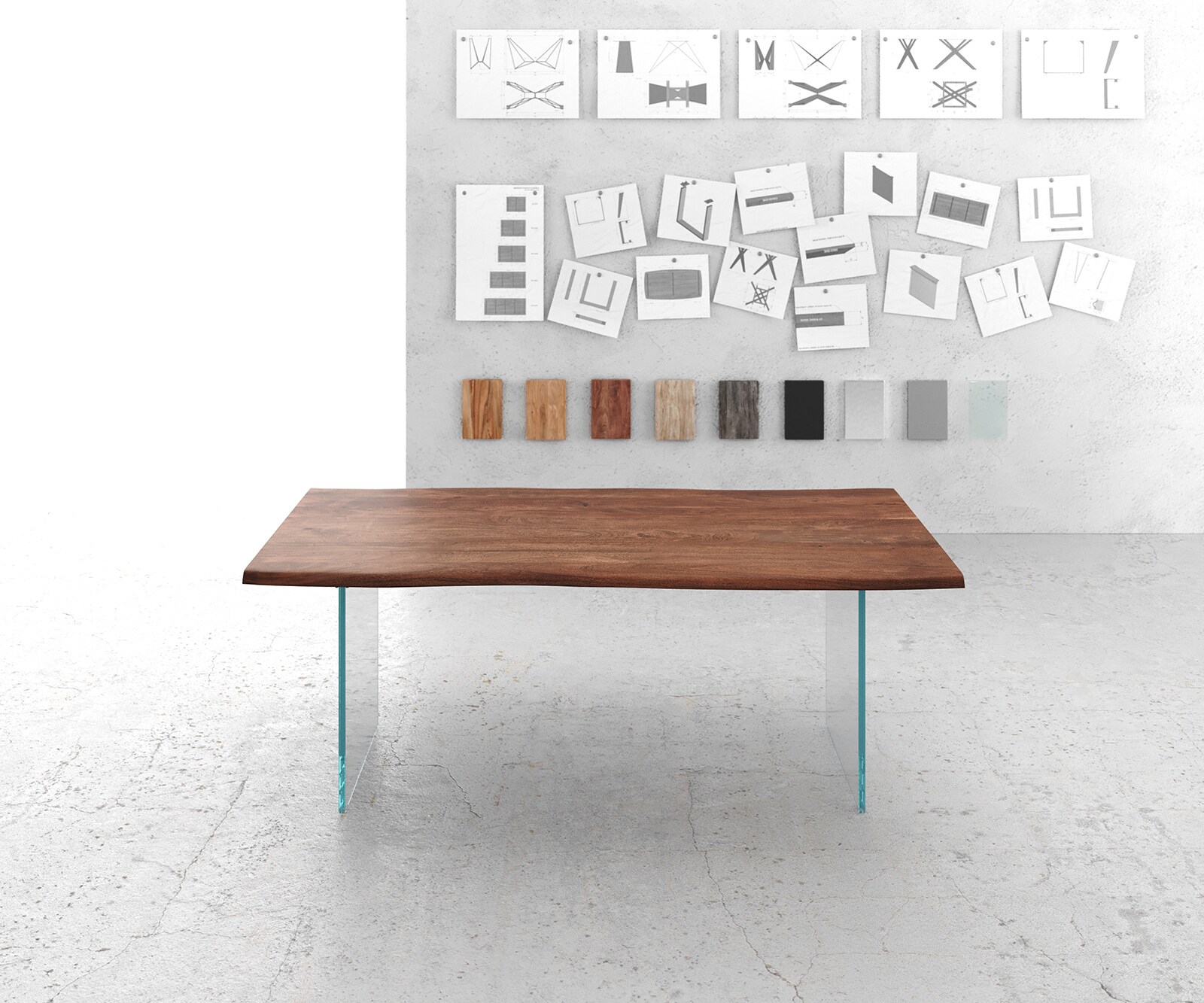 Esstisch Edge 200x100 Akazie Braun Glas Live-Edge 1 Esstisch Edge 200x100 Akazie Braun Glas Live-Edge 1