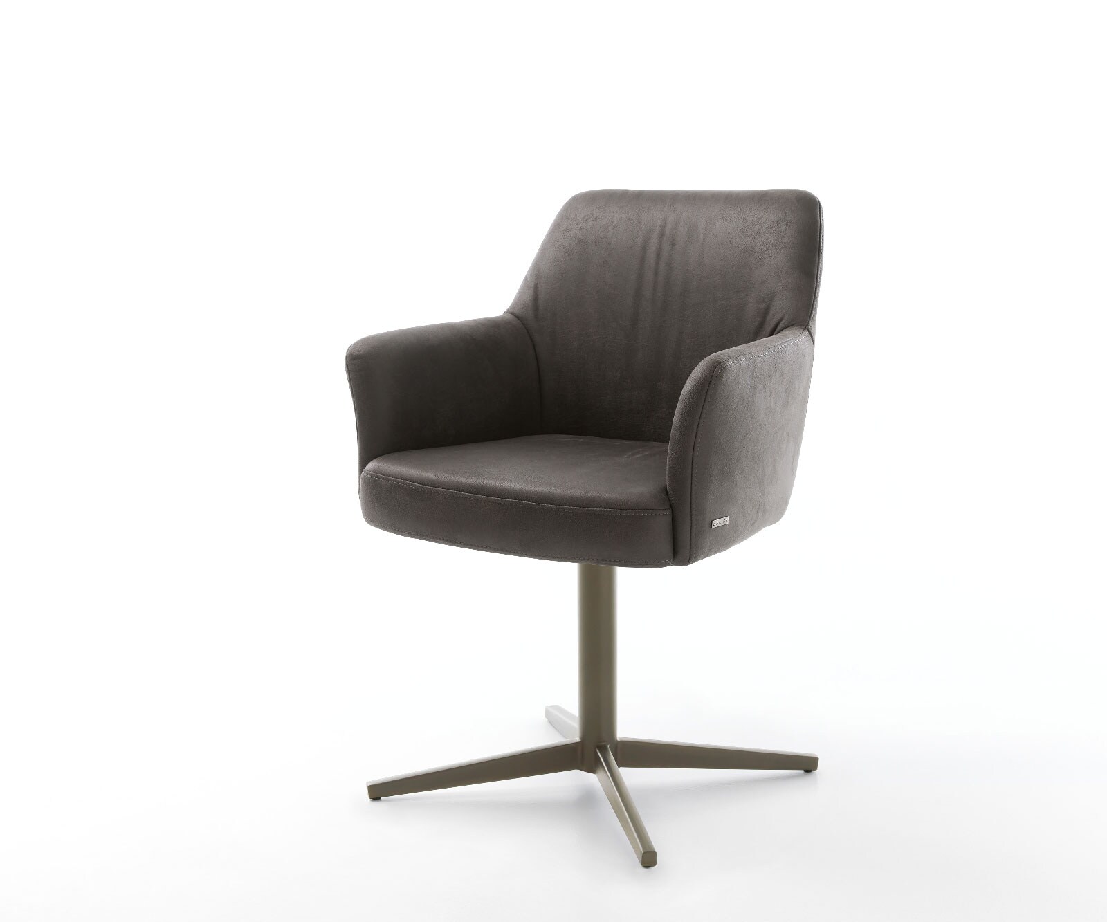 Drehstuhl Xana-Flex mit Armlehnen Mikrofaser Anthrazit Vintage Fußkreuz Effektfinish Titan 360° drehbar Taschenfederkern