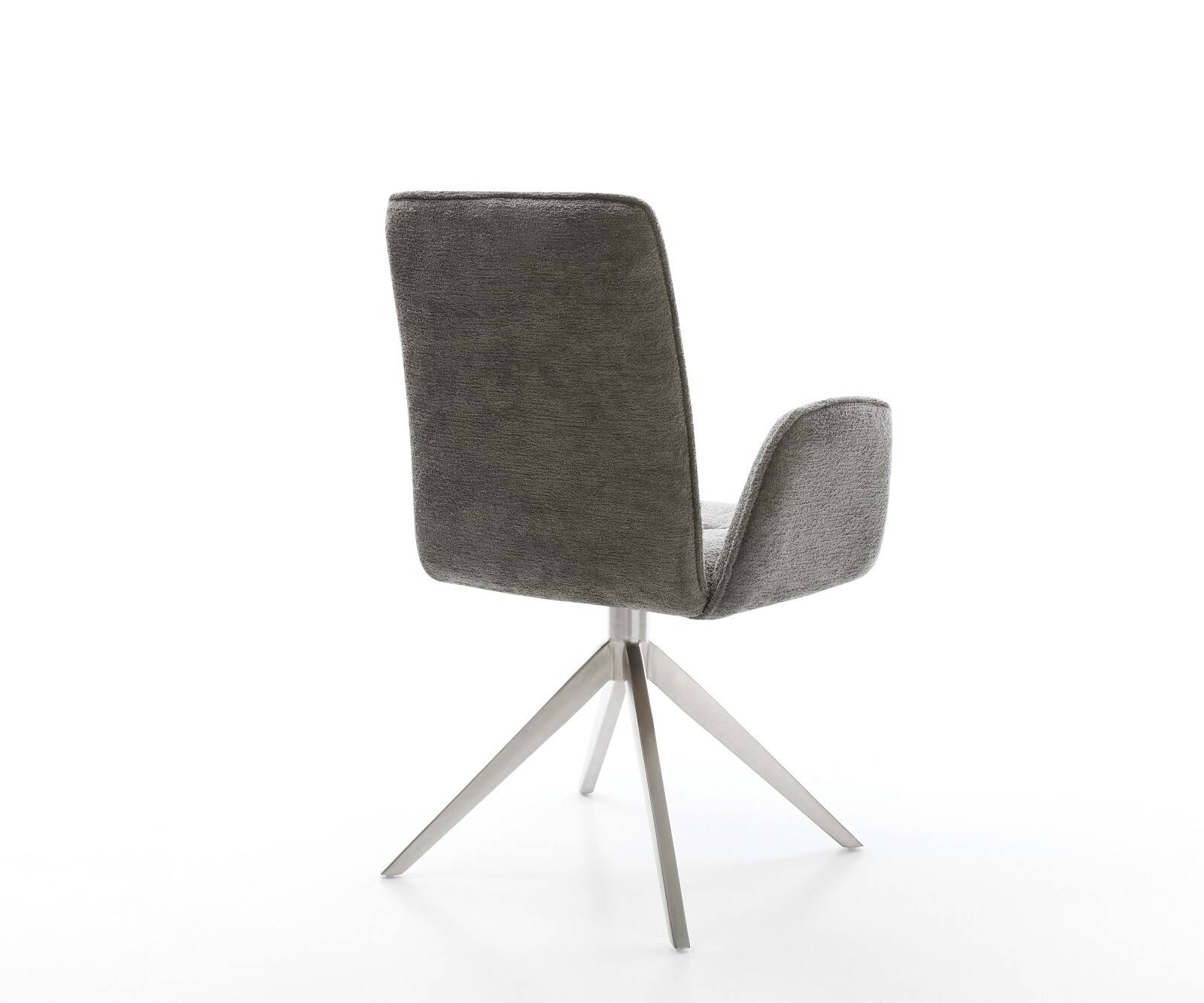 Chaise-pivotante Vinja-Flex bouclé doux couleur boue pied croisé large acier inoxydable pivotement sur 360° fonction bascule 5