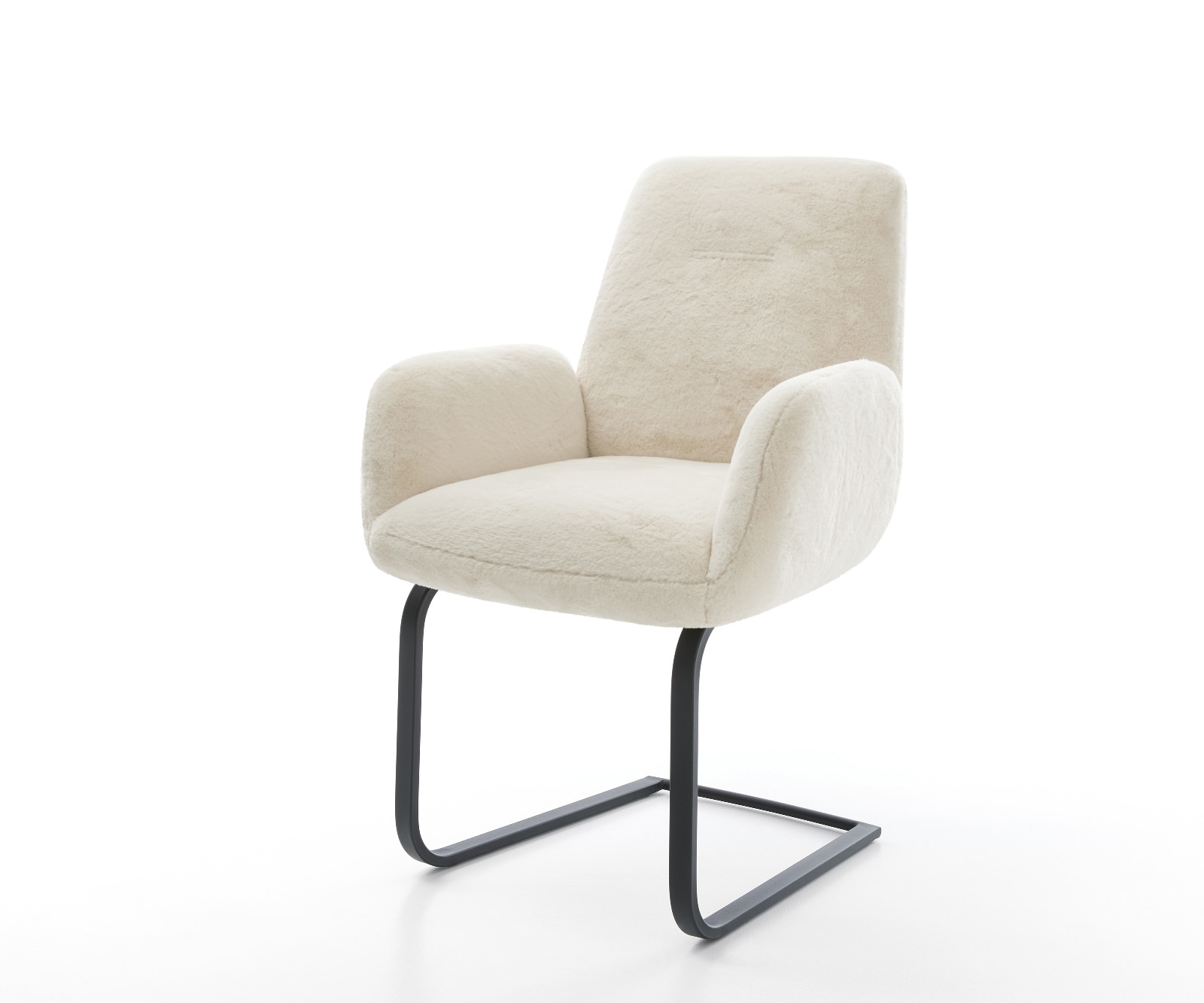 Freischwinger Zoa-Flex Plüsch Creme-Weiß Freischwinger flach Schwarz Taschenfederkern 1