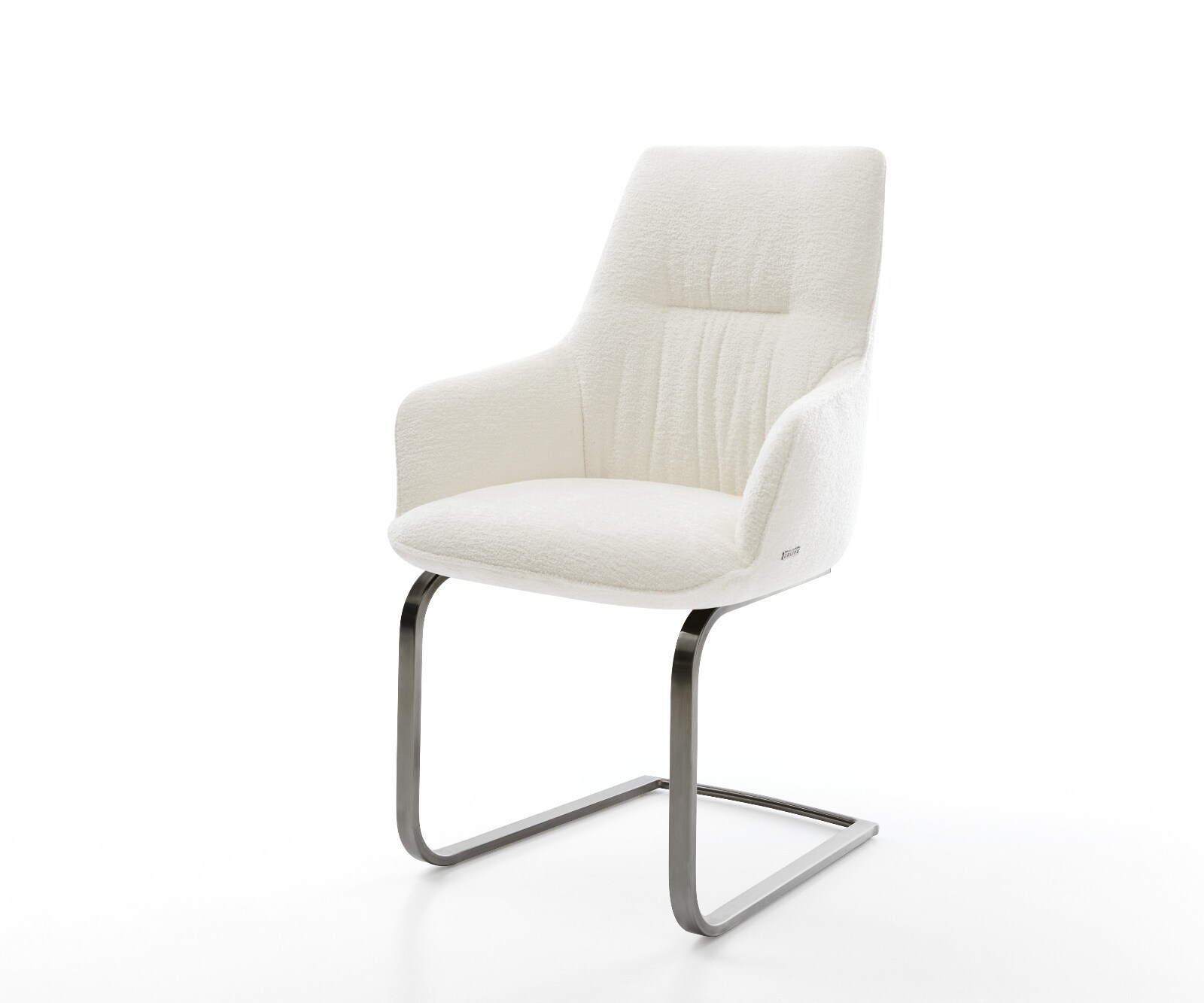 Cantilever Zelia-Flex avec accoudoirs bouclé doux beige pied cantilever plat grafiete ressorts ensachés 1