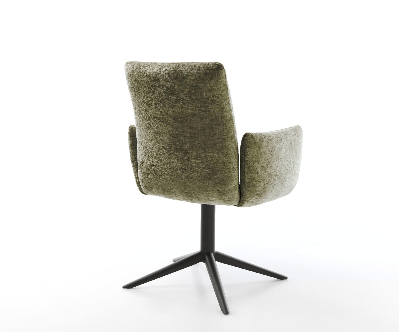 Drehstuhl Jova-Flex mit Armlehnen Chenille Olive Fußkreuz Schwarz 360° drehbar Wippfunktion Taschenfederkern 5