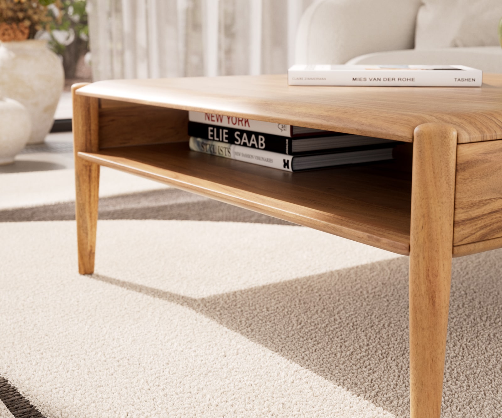 Couchtisch Simcha 90x90 cm Akazie Natur 1 Fach 5