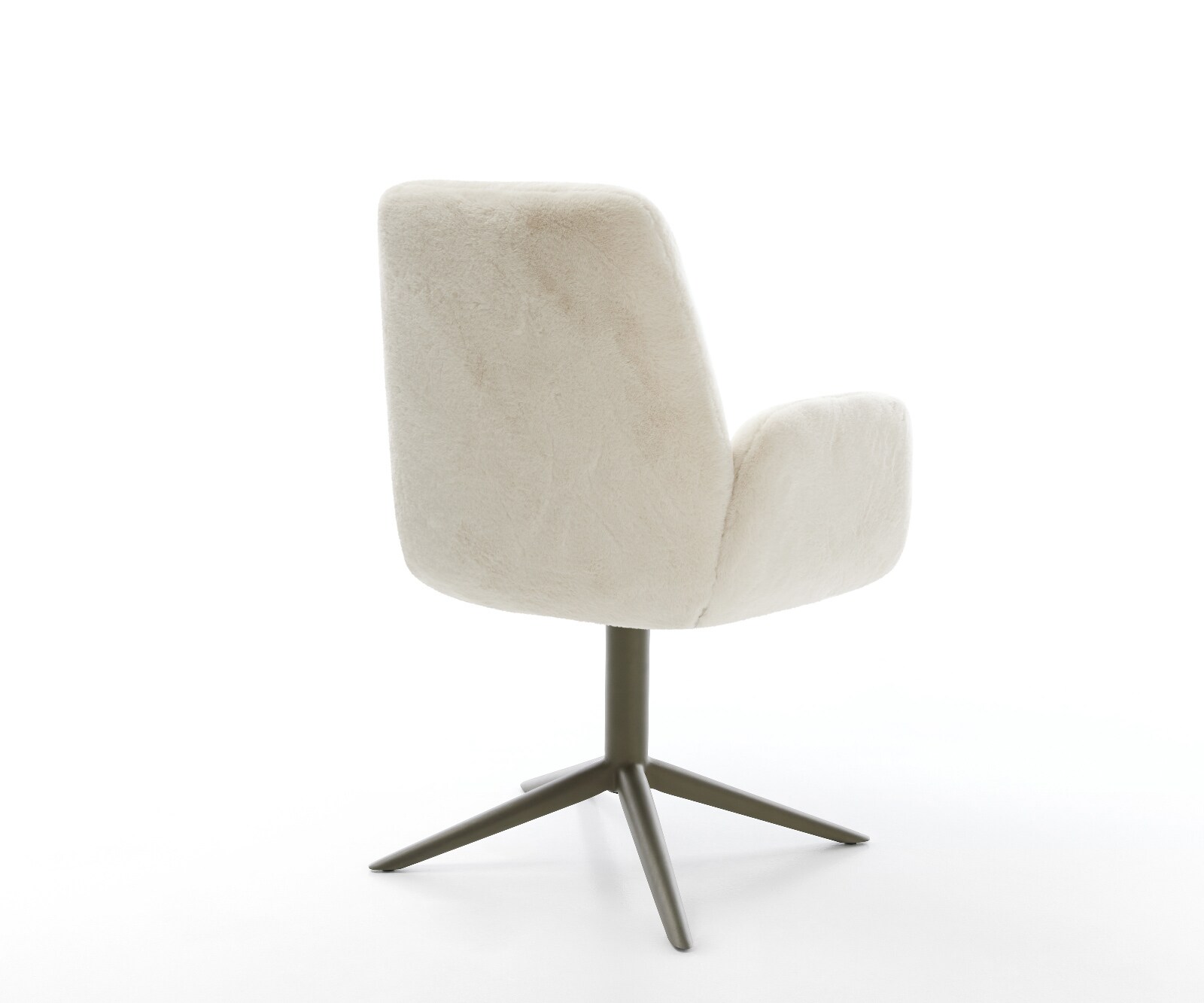 Chaise-pivotante Zoa-Flex peluche crème-blanc pied de chaise 4 branches aspect titane pivotement sur 360° fonction bascule resorts ensachés 4