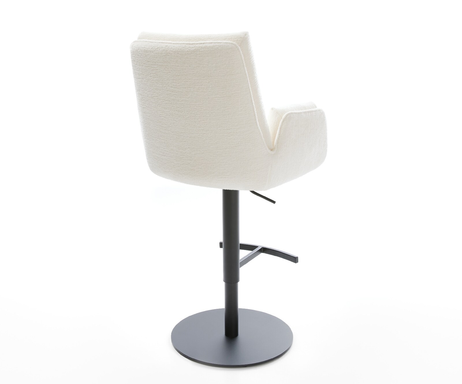 Chaise-de-bar Clea-Flex Bouclé doux Beige Pied pivotant réglable en hauteur Noir Noir 4