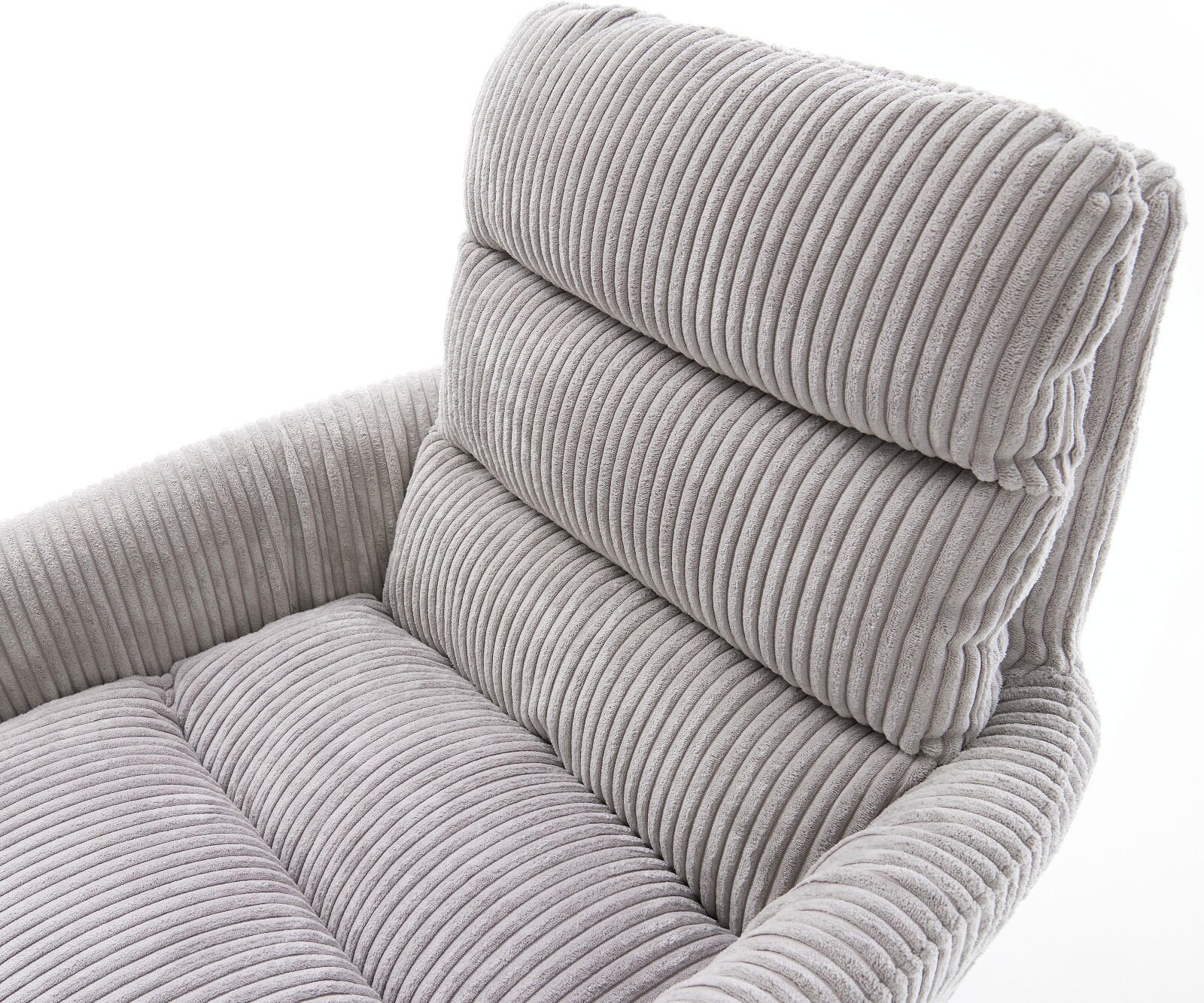 Chaise-pivotante Abelia-Flex mit Armlehnen côtelé gris argenté pied croisé large grafiete pivotement sur 360° fonction bascule 3