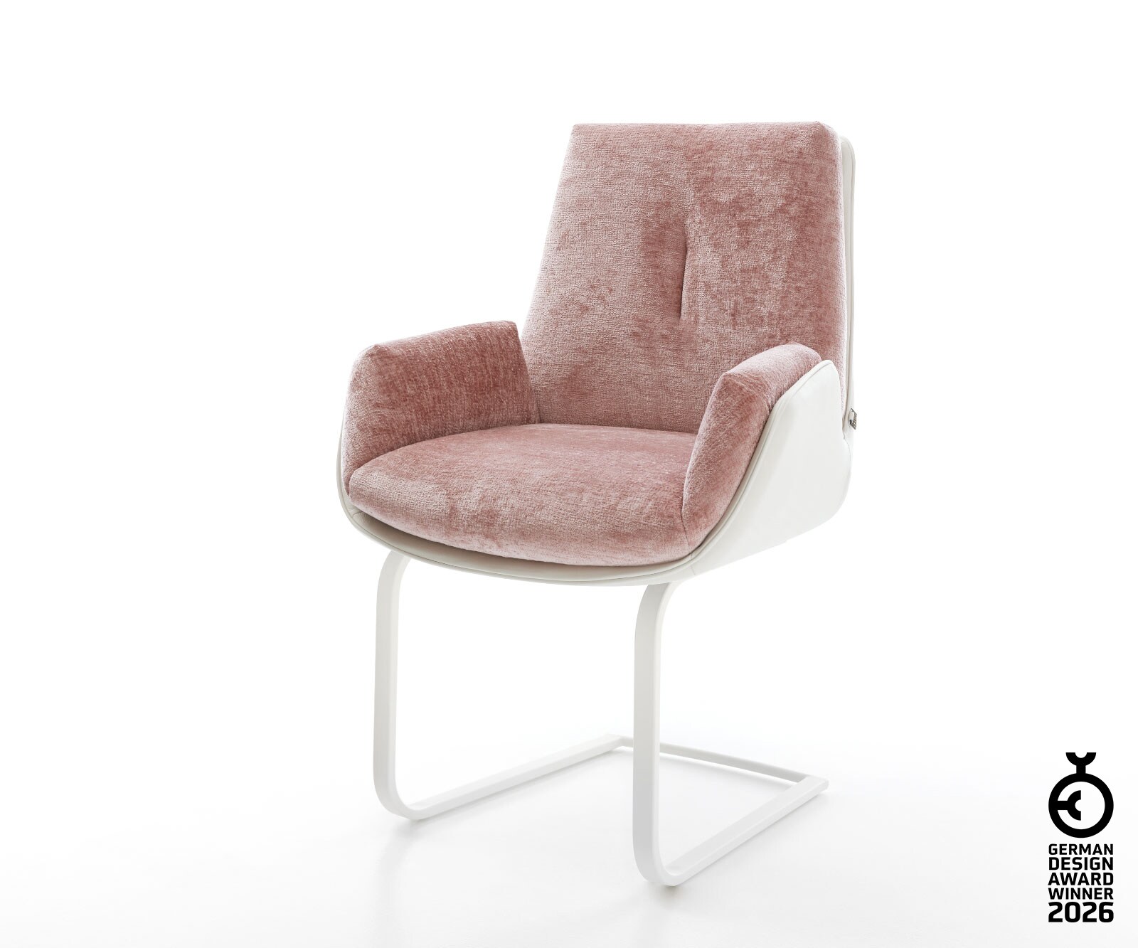 Freischwinger Clea-Flex Materialmix Echtleder Weiß-Rosé Freischwinger flach Weiß