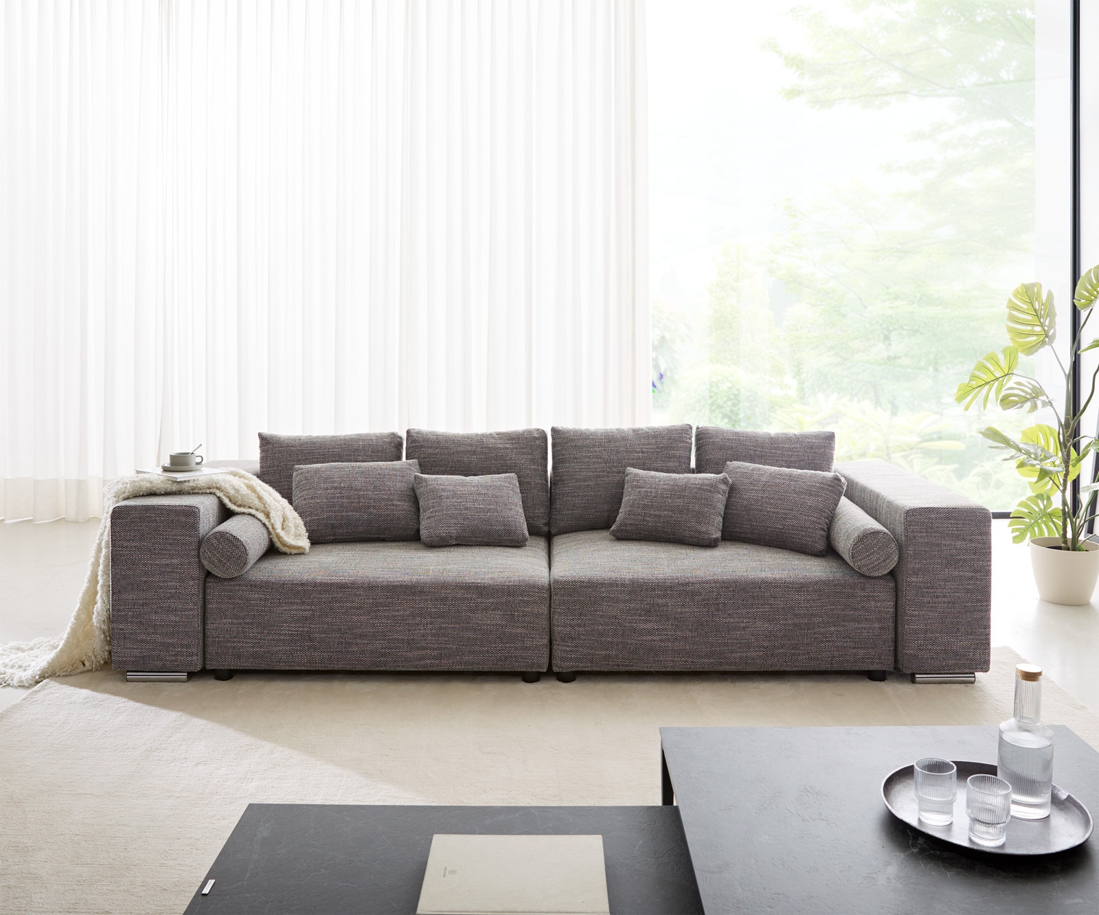 Big-Sofa Marbeya 290x110 cm Hellgrau mit Schlaffunktion 1 Big-Sofa Marbeya 290x110 cm Hellgrau mit Schlaffunktion 1