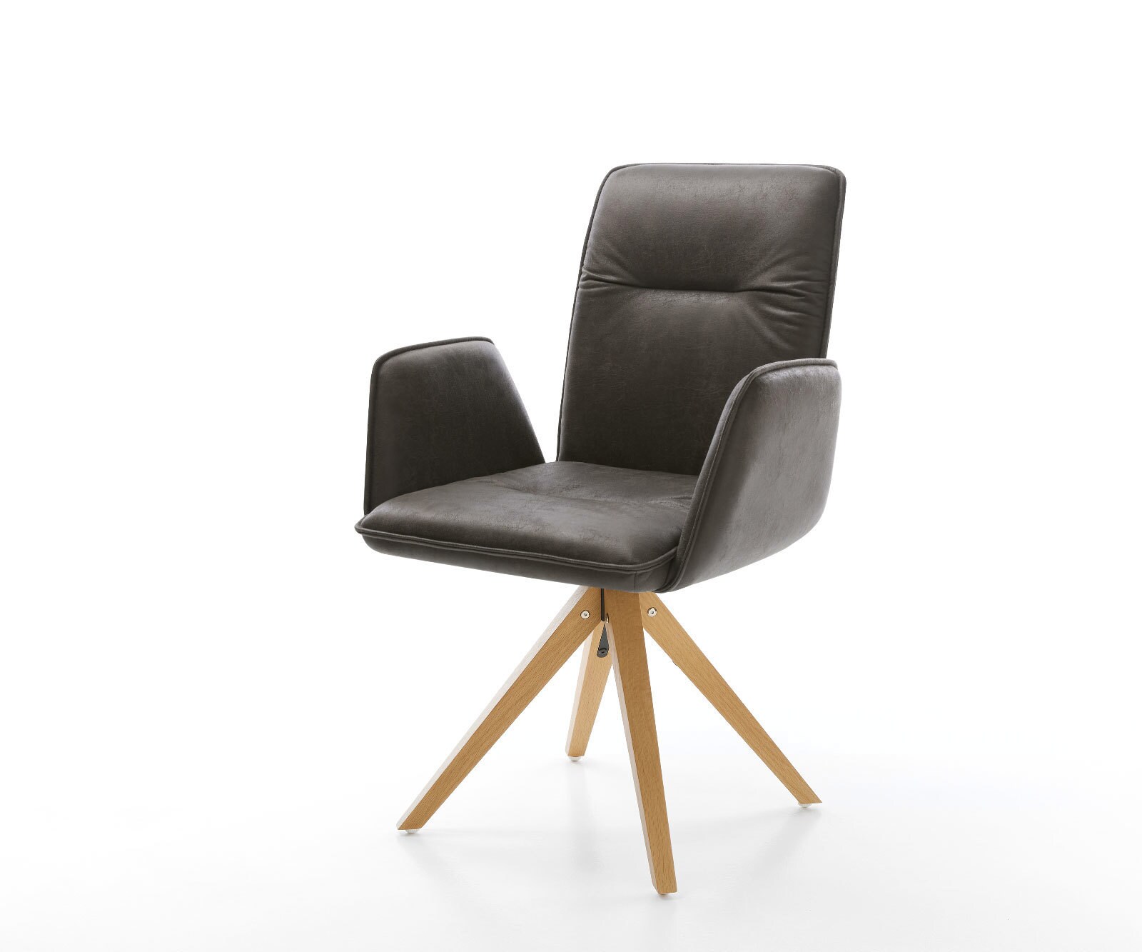 Drehstuhl Vinja-Flex Anthrazit Vintage Holzgestell kantig 180° drehbar