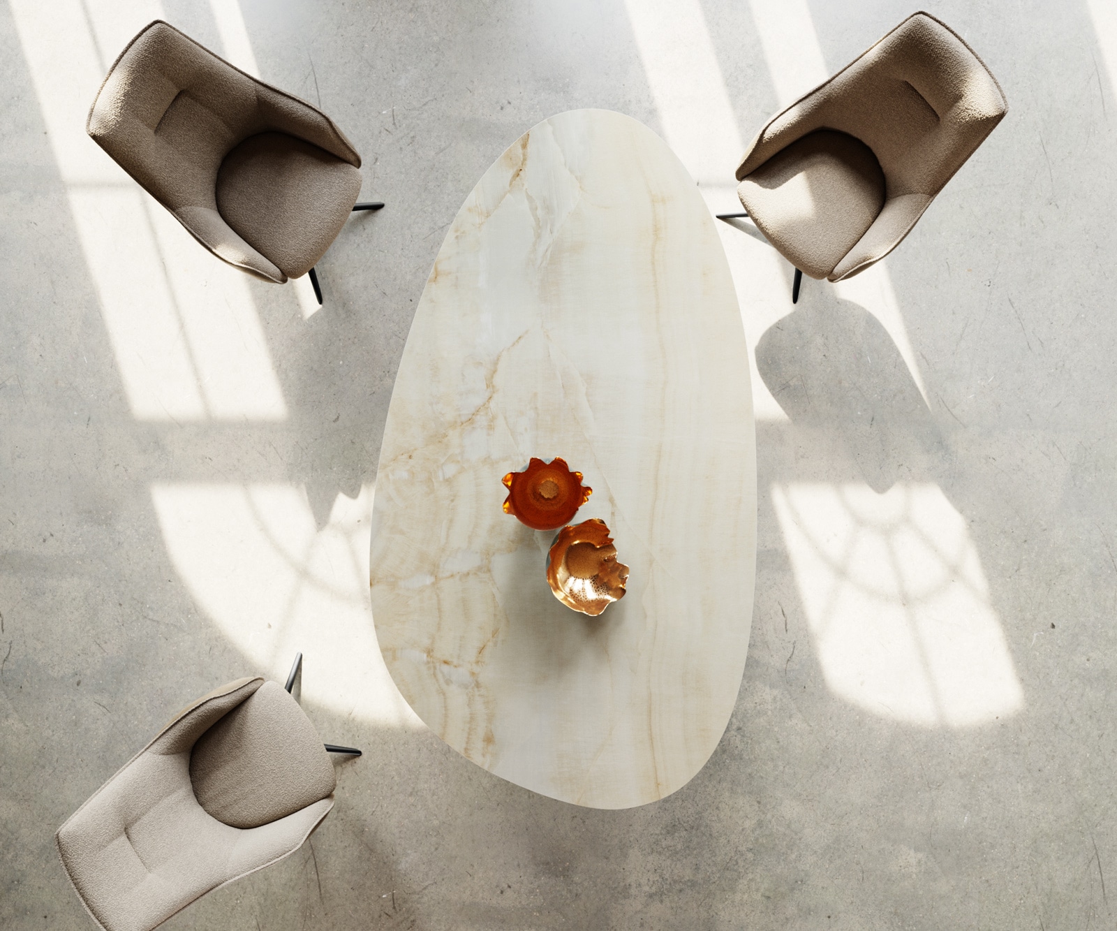 Esstisch Edge Oval 220x120 Keramik Iris FMG Onice Oro Zenthara kantig Metall Schwarz 4