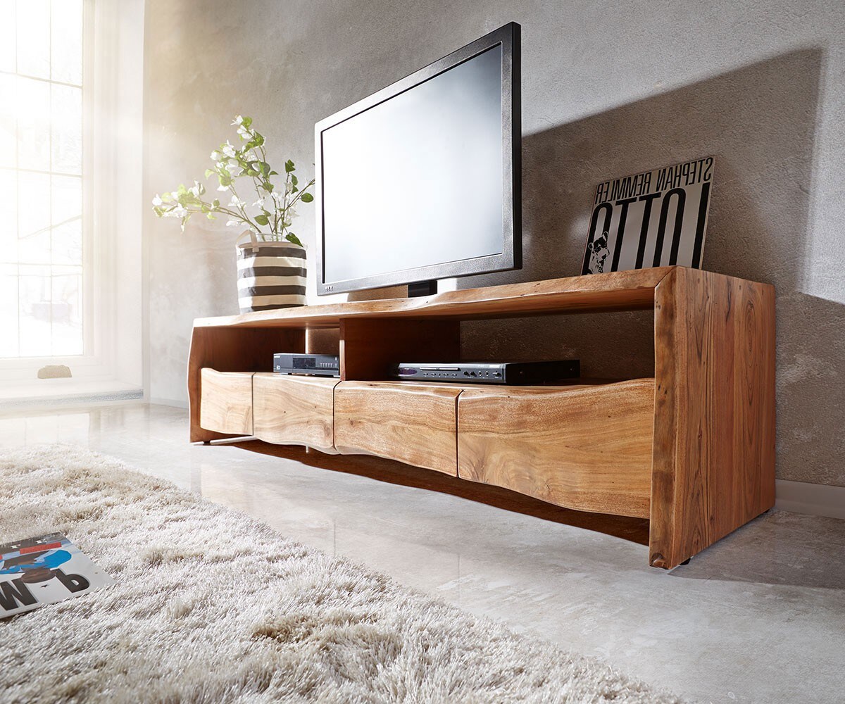 Lowboard Live-Edge 230 cm Akazie Natur massiv 4 Schübe