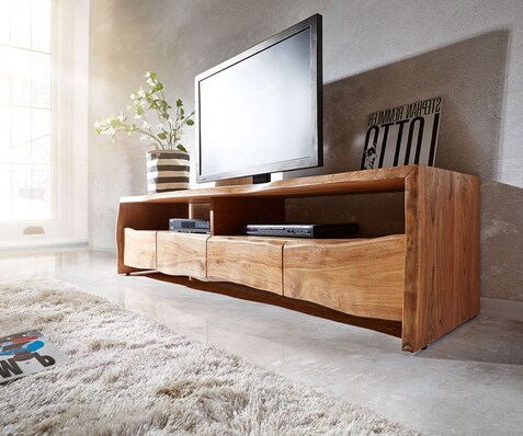 Lowboard Live-Edge 230 cm Akazie Natur massiv 4 Schübe