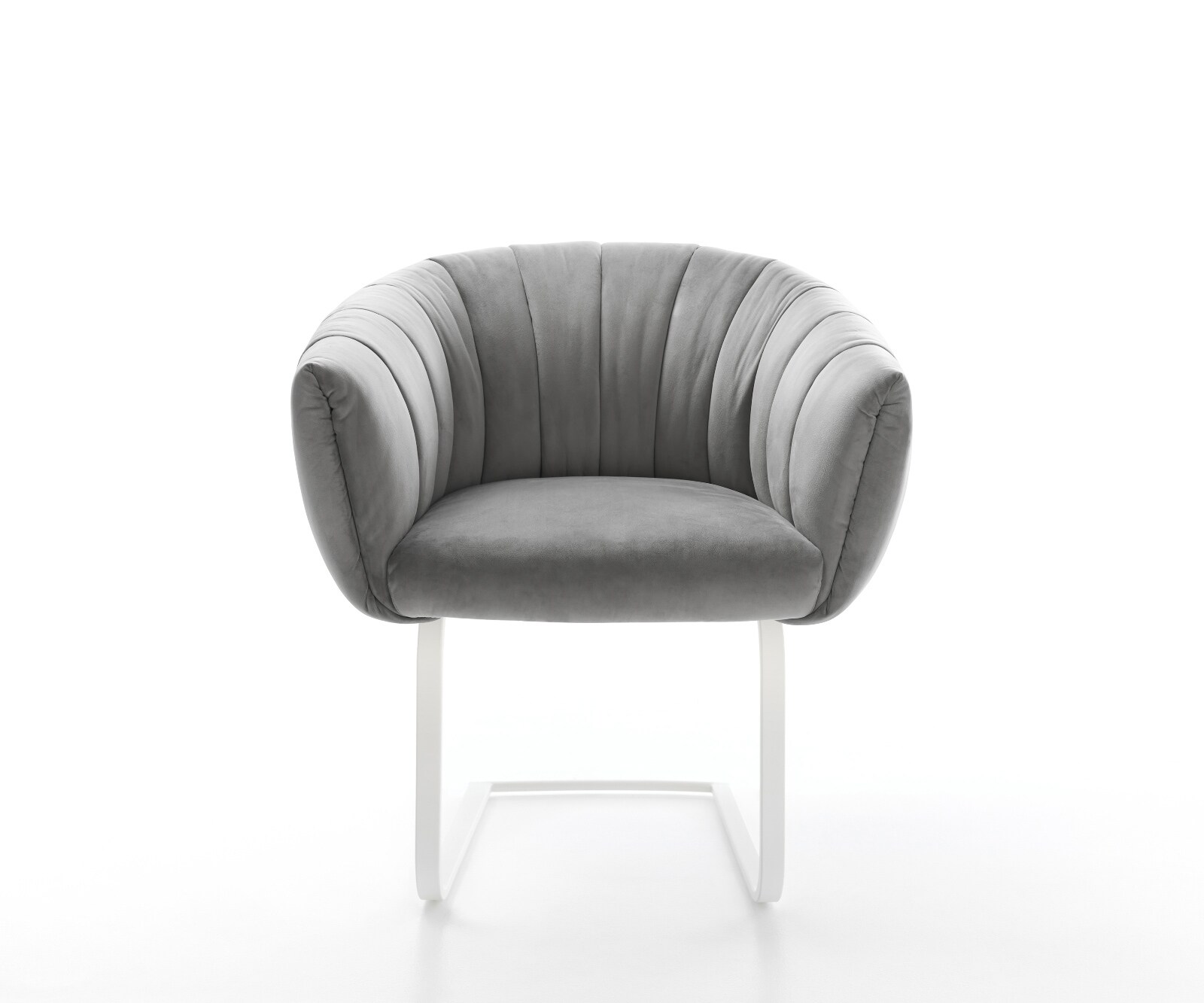 Freischwinger Jada-Flex Samt Grau Freischwinger flach Weiß Taschenfederkern 1