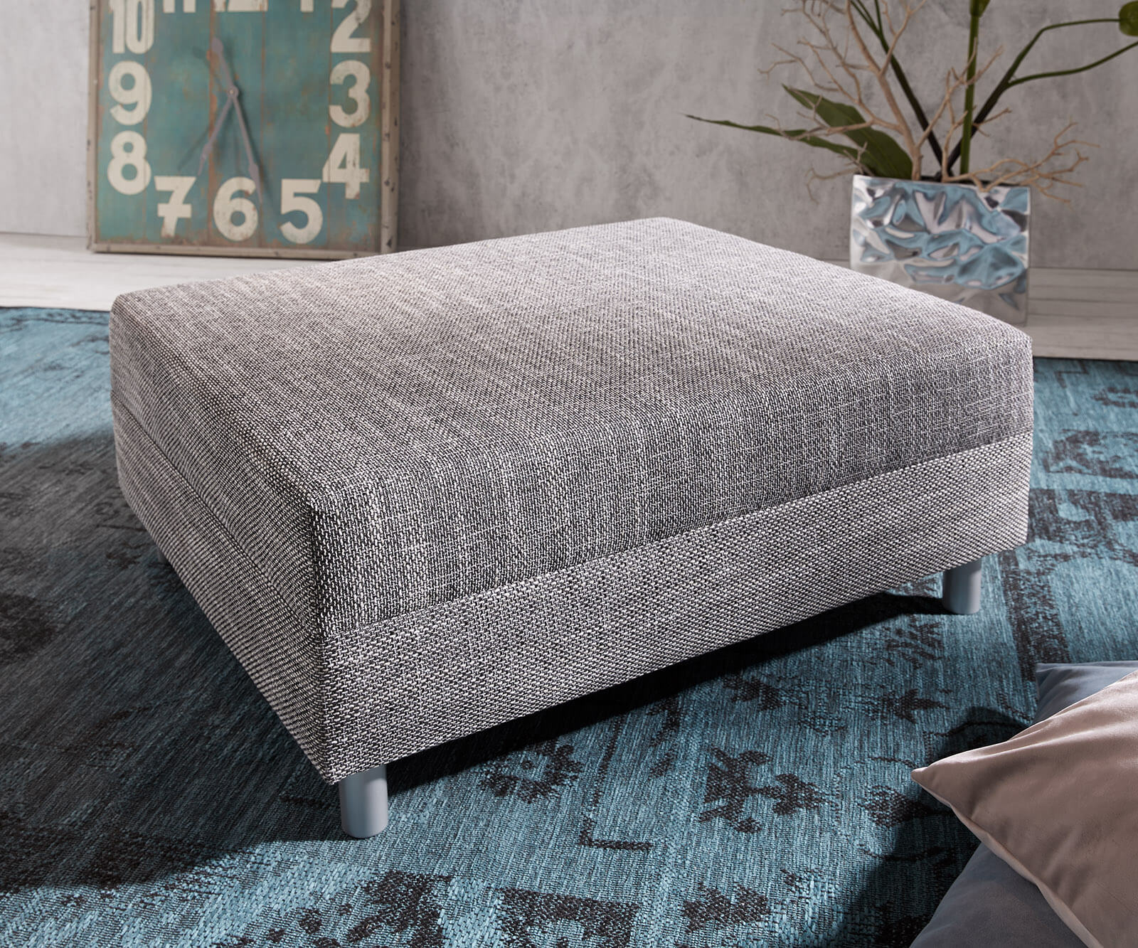 Hocker Clovis B98 x T83 Hellgrau Modul Strukturstoff