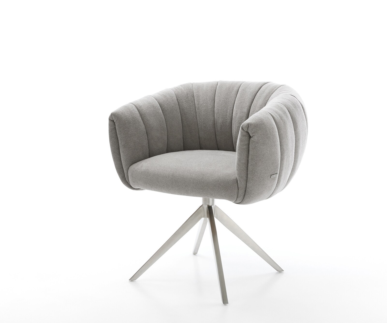 Drehstuhl Jada-Flex Strukturstoff Soft Grau Kreuzgestell breit Edelstahl 360° drehbar Wippfunktion Taschenfederkern 1