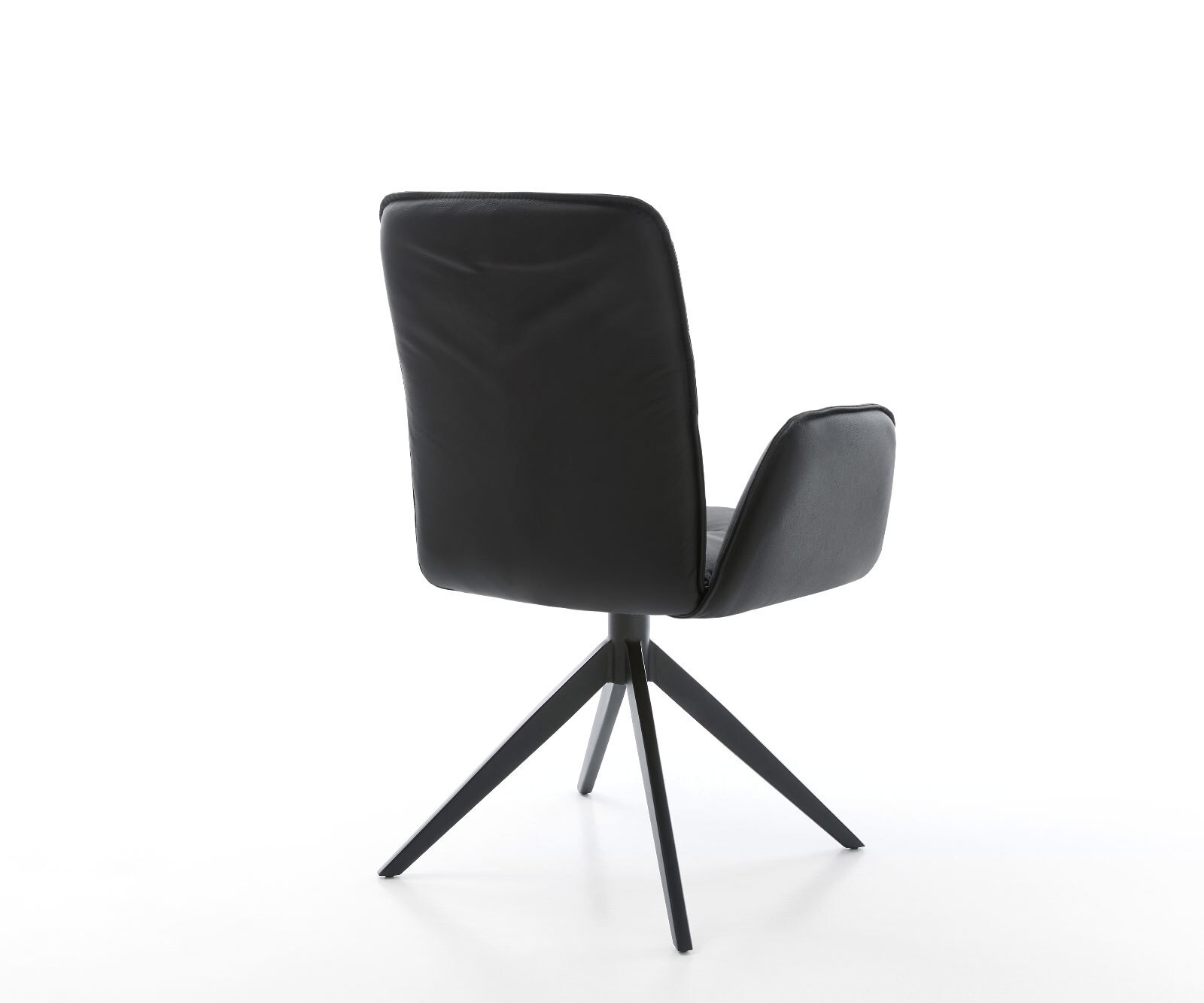 Drehstuhl Vinja-Flex Echt-Leder Schwarz Kreuzgestell breit Schwarz 360° drehbar Wippfunktion 4