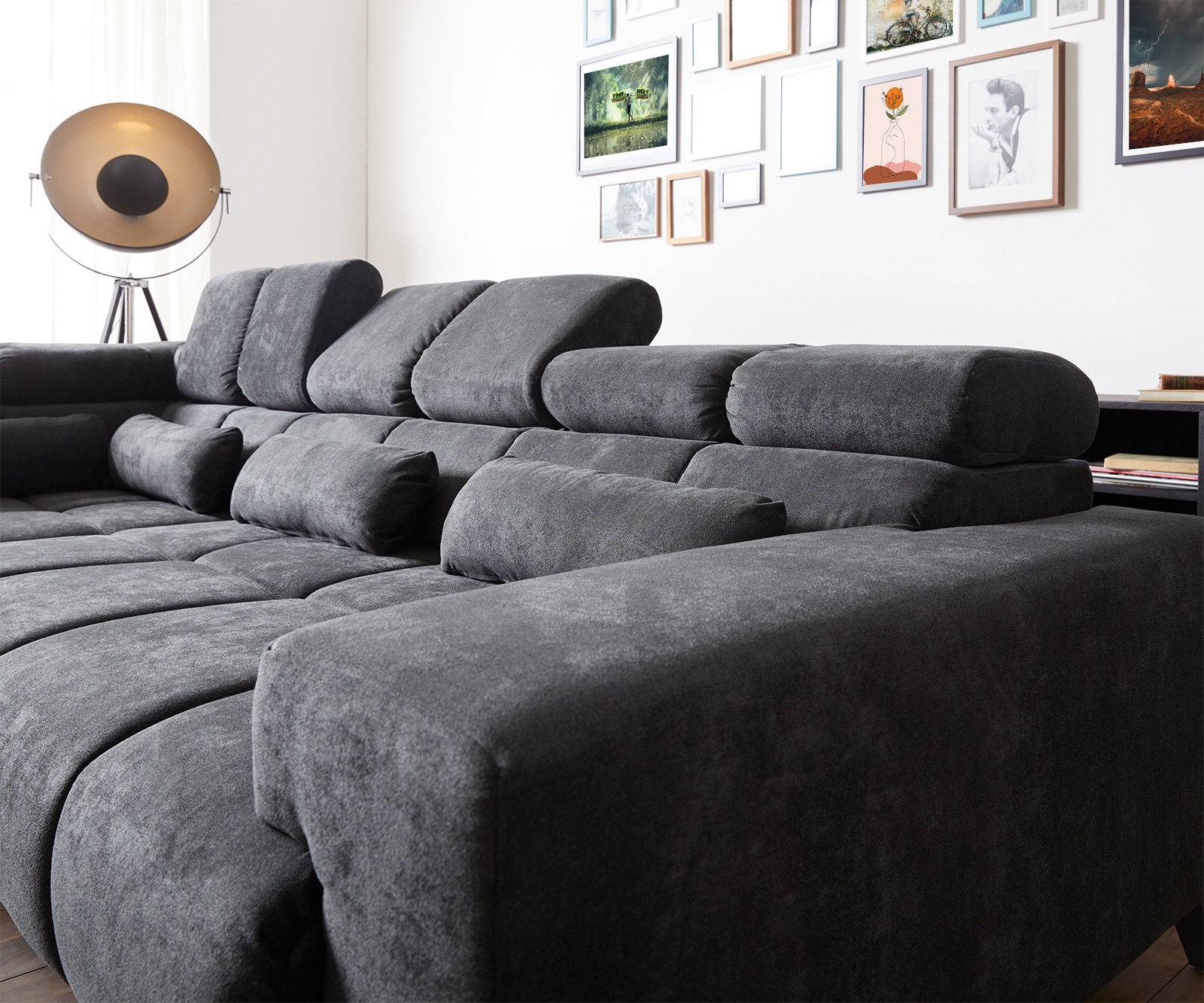 Ecksofa Catan 295x230 Mikrofaser Anthrazit Ottomane links inkl. elektrischer Sitztiefenverstellung 3 Ecksofa Catan 295x230 Mikrofaser Anthrazit Ottomane links inkl. elektrischer Sitztiefenverstellung 3