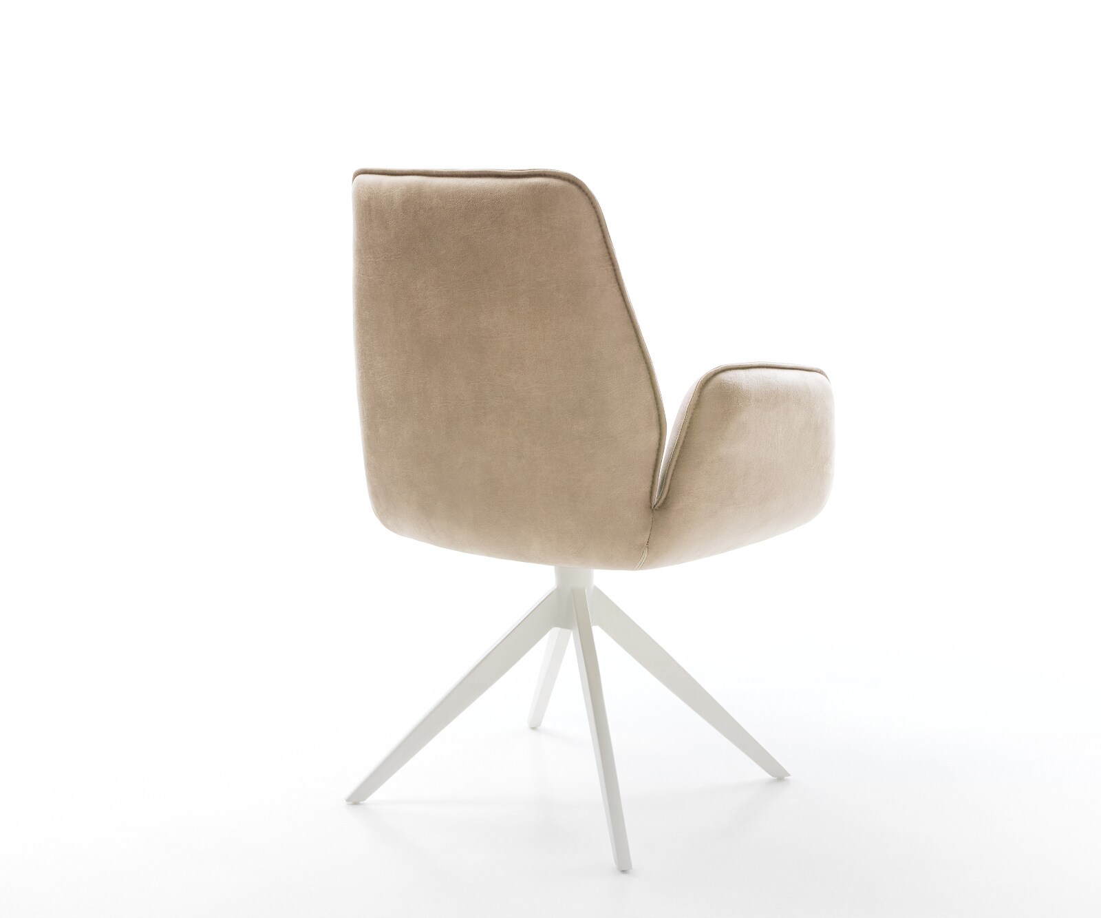 Drehstuhl Clea-Flex Mikrofaser Taupe Vintage Kreuzgestell breit Weiß 360° drehbar Wippfunktion 5