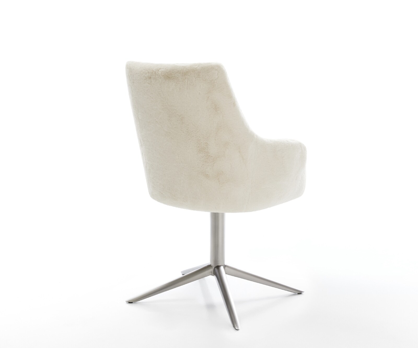 Chaise-pivotante Alja-Flex avec accoudoirs peluche crème-blanc pied de chaise 4 branches acier inoxydable pivotement sur 360° fonction bascule resorts ensachés 5