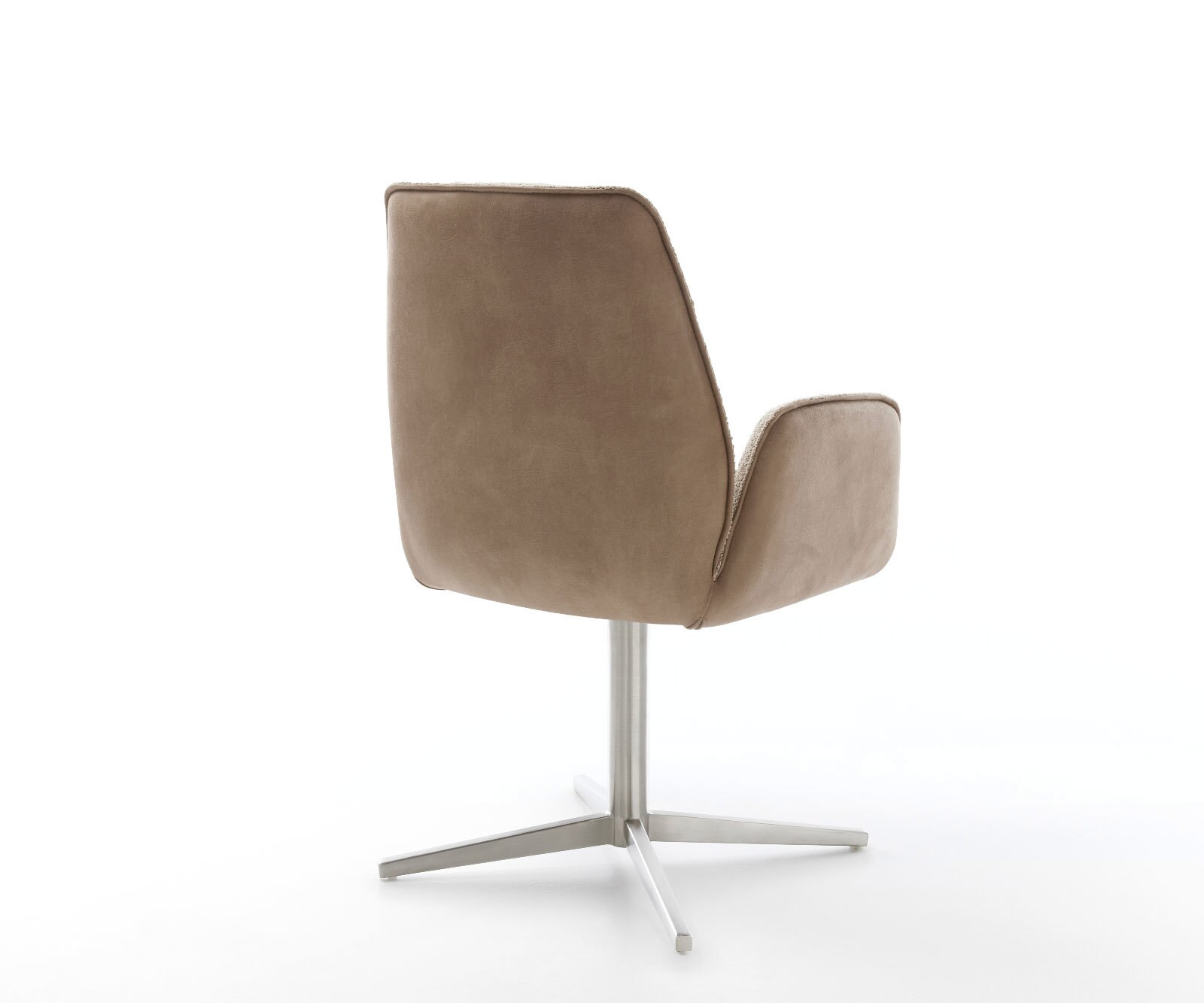 Chaise-pivotante Zoa-Flex tissu mixte couleur boue pied de chaise 4 branches acier inoxydable brossé pivotement sur 360° ressorts ensachés 5