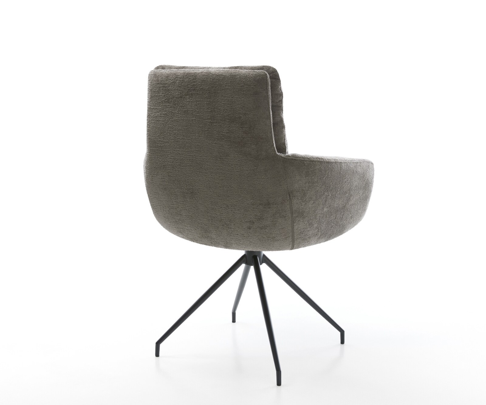 Esszimmerstuhl Abelia-Flex mit Armlehnen Bouclé Soft Schlamm Kreuzgestell konisch Schwarz 5