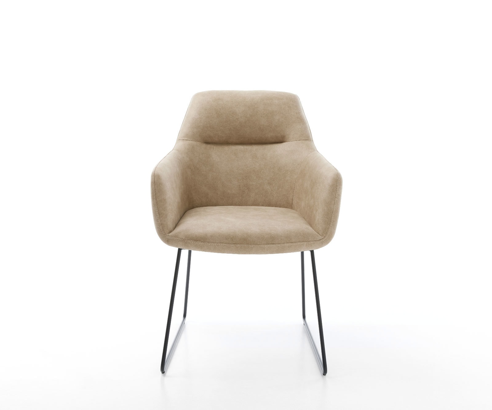 Chaise-de-salle-à-manger Pejo-Flex microvelours beige vintage pied trapèze noir ressorts ensachés 1