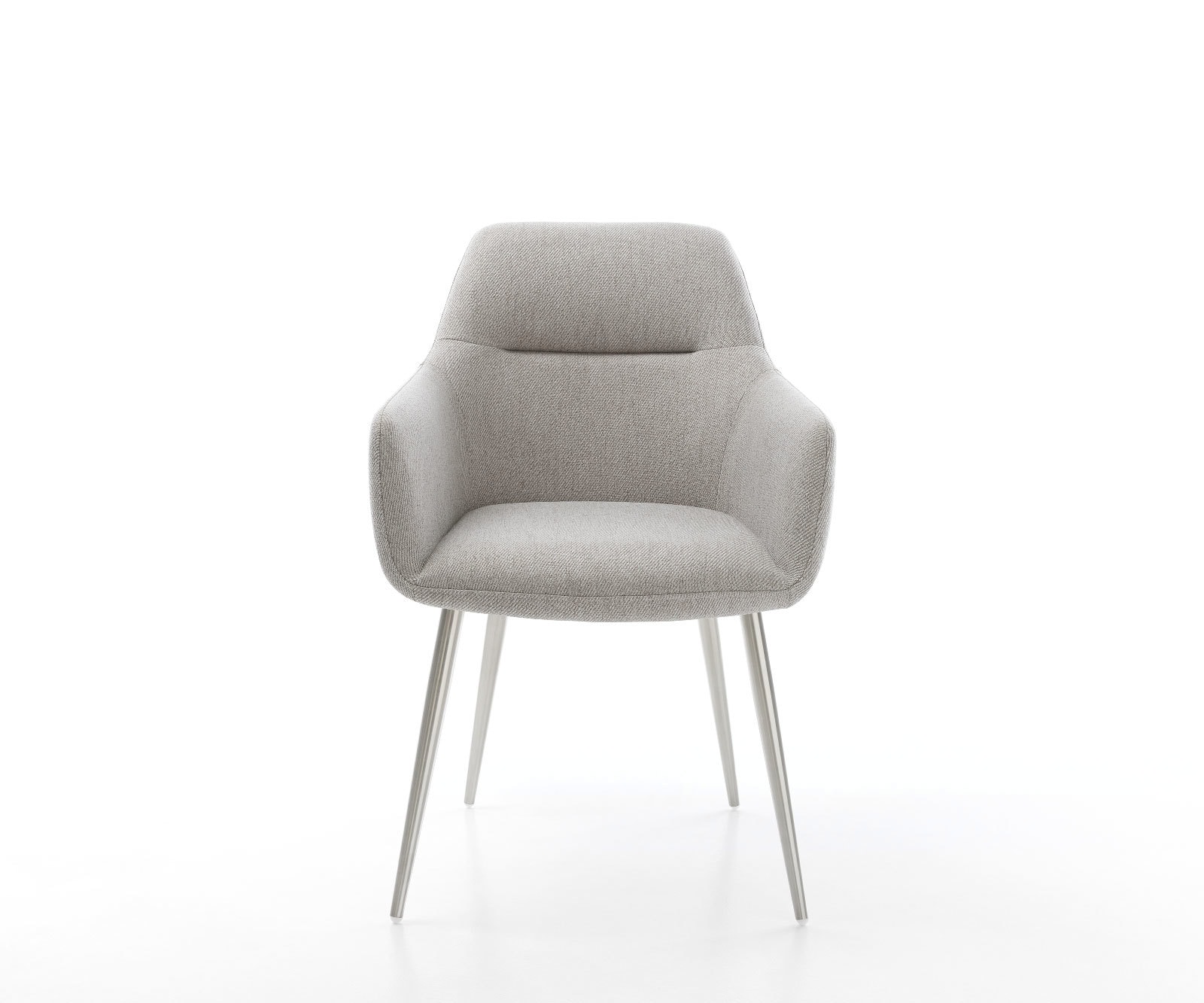 Chaise-de-salle-à-manger Pejo-Flex rayures gris clair 4 pieds coniques acier inoxydable brossé ressorts ensachés 2