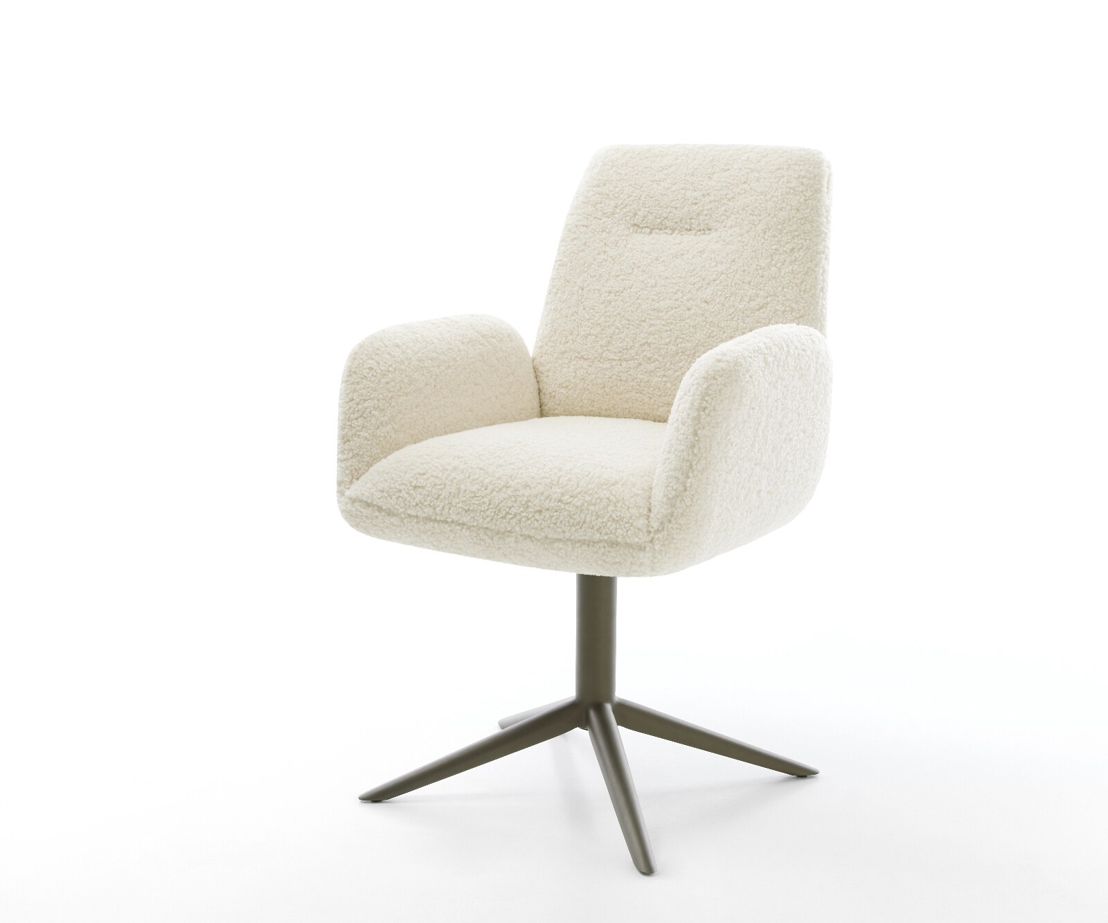 Chaise-pivotante Zoa-Flex tissu teddy beige pied de chaise 4 branches aspect titane pivotement sur 360° fonction bascule resorts ensachés