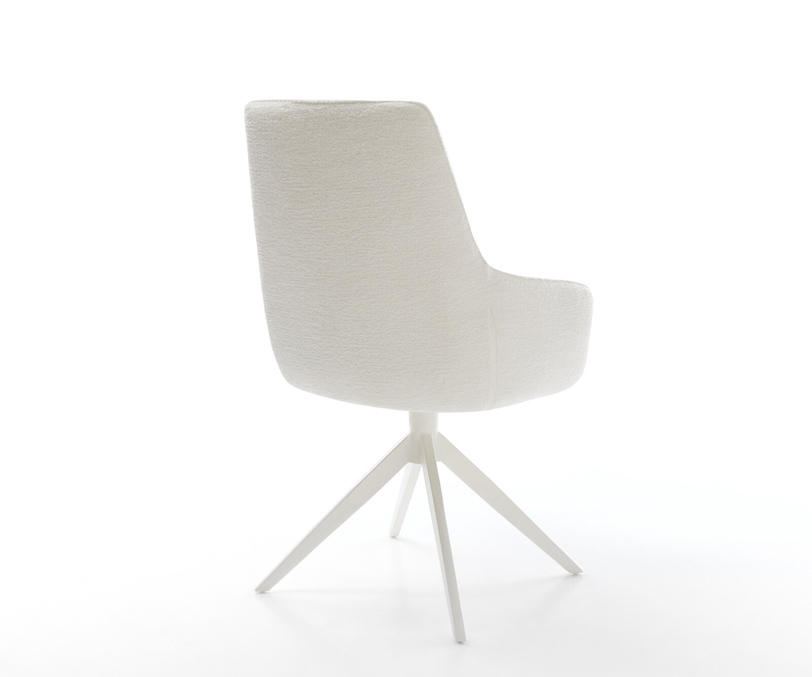 Drehstuhl Zelia-Flex mit Armlehnen Bouclé Soft Beige Kreuzgestell breit Weiß 360° drehbar Wippfunktion Taschenfederkern 5