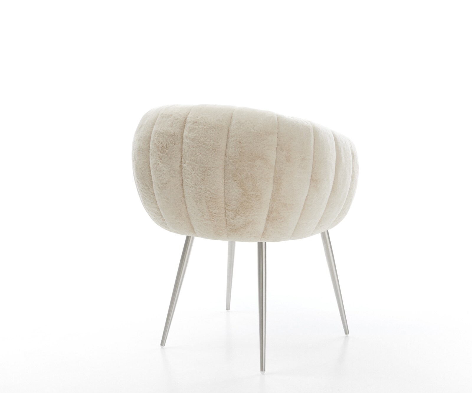 Esszimmerstuhl Jada-Flex Plüsch Creme-Weiß 4-Fuß konisch Edelstahl Taschenfederkern 5