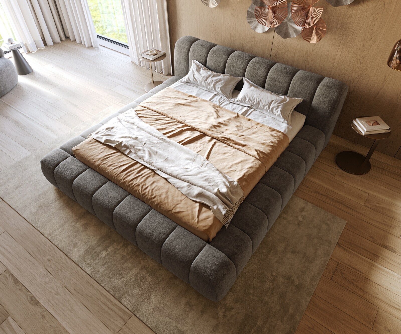 Polsterbettgestell Cutio 180x200 cm Bouclé Soft Schlamm 1