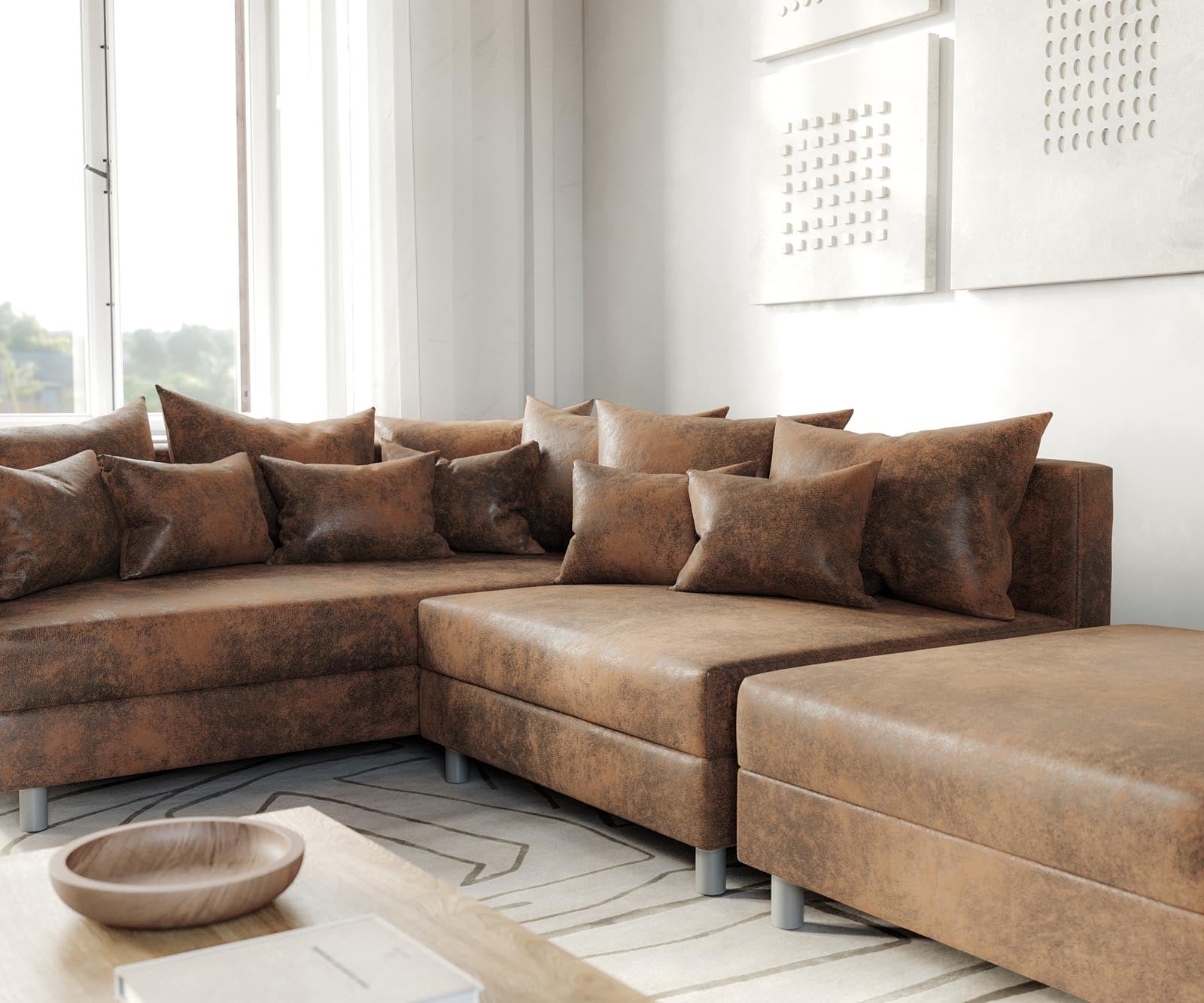 Ecksofa Clovis Braun Antik Optik Hocker Ottomane Links Modulsofa 5 Ecksofa Clovis Braun Antik Optik Hocker Ottomane Links Modulsofa 5