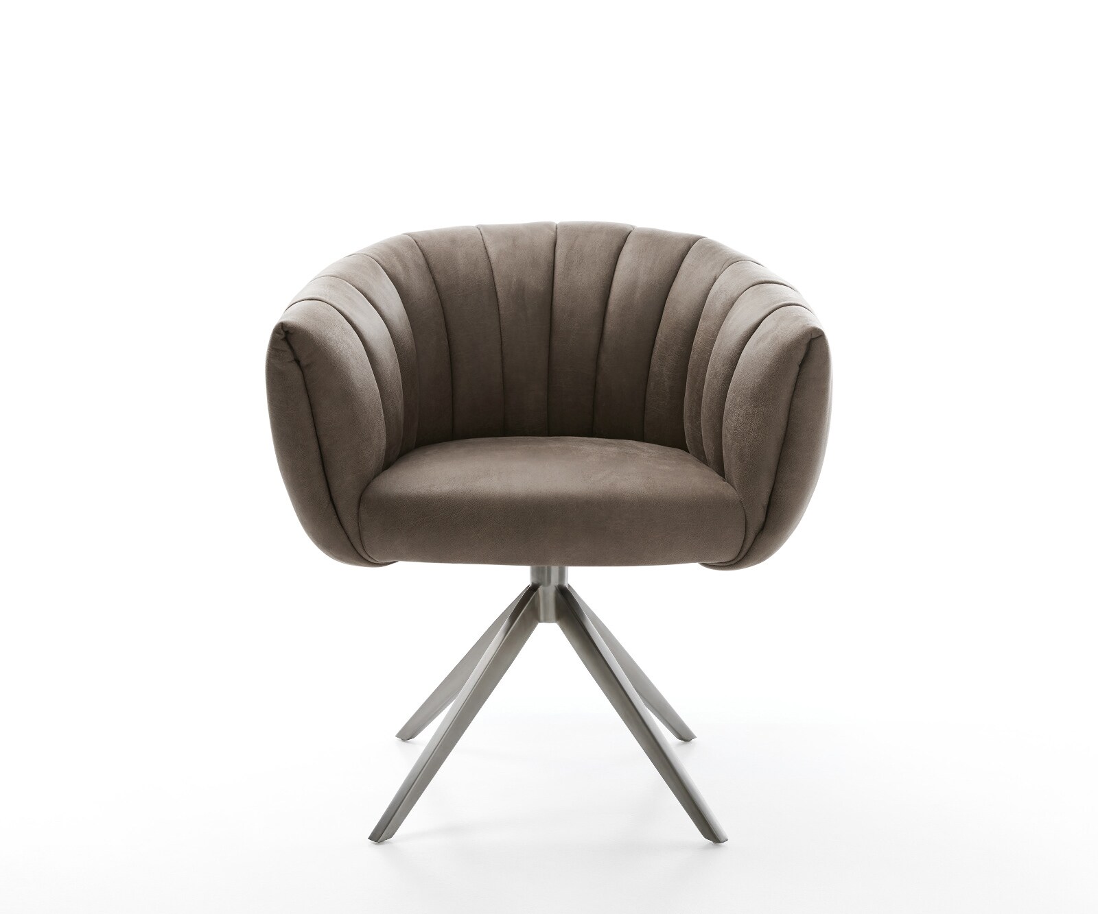 Drehstuhl Jada-Flex Mikrofaser Taupe Vintage Kreuzgestell breit Graphit 360° drehbar Wippfunktion Taschenfederkern 2