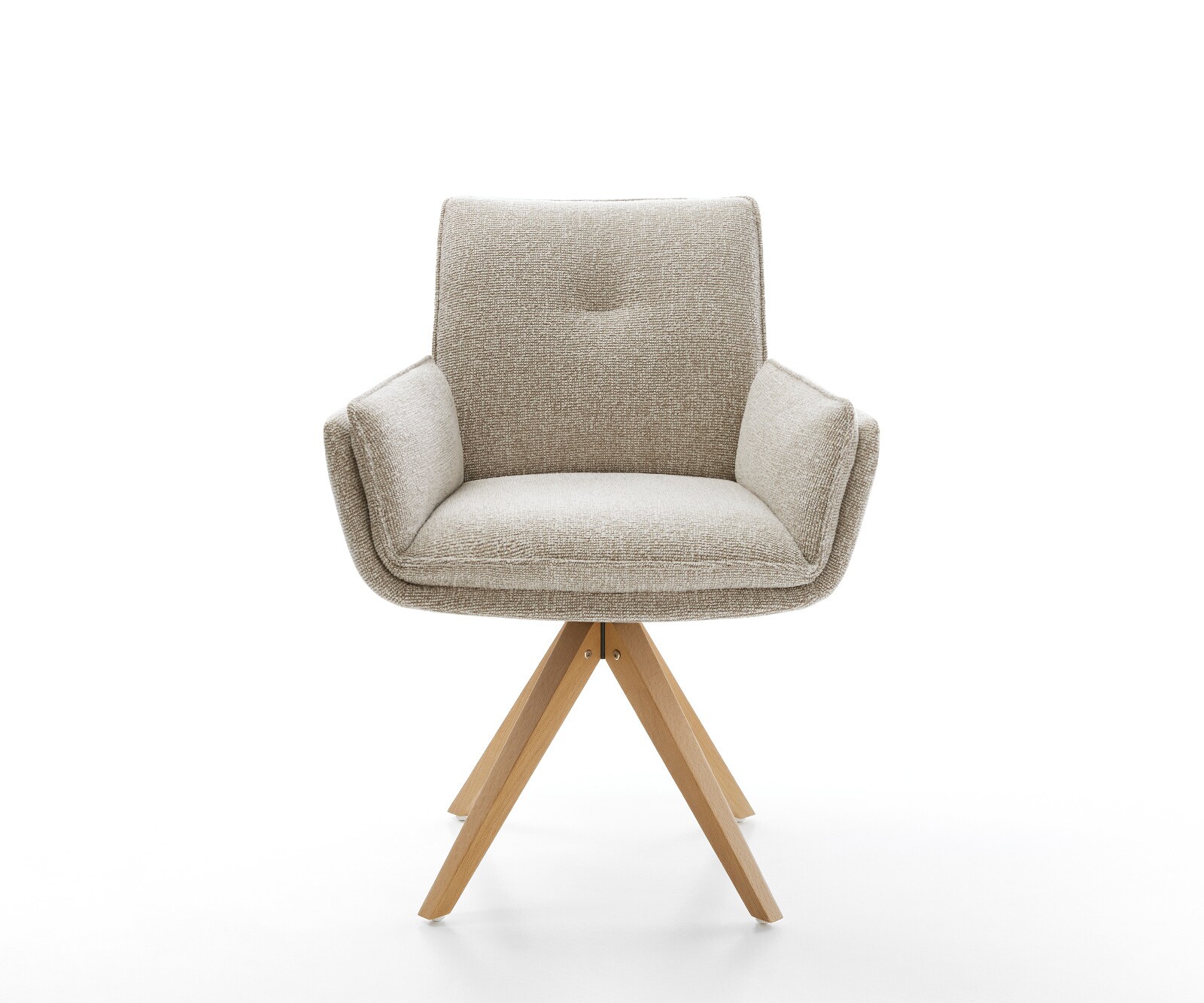 Drehstuhl Nela-Flex Webstoff Soft Beige Holzgestell kantig Natur 360° drehbar 1